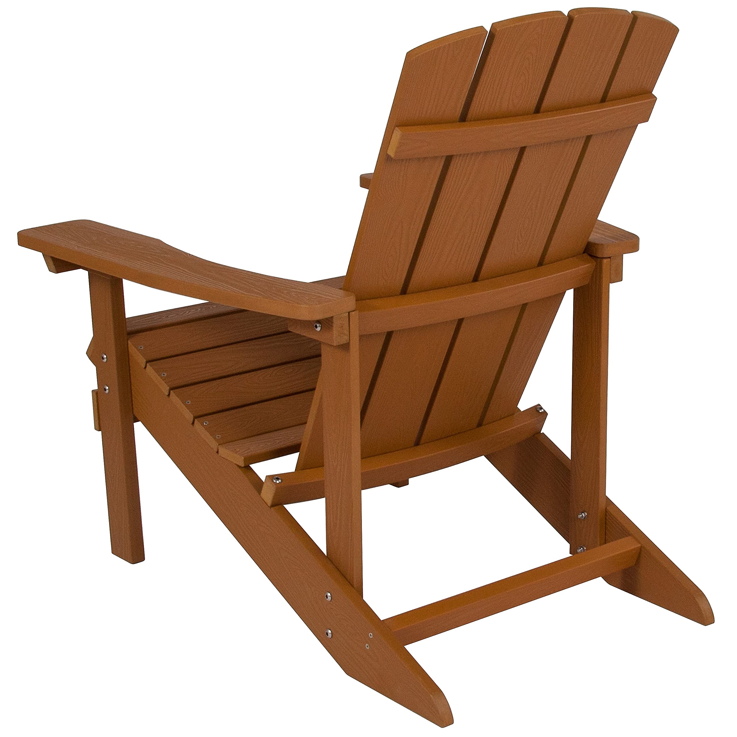 Flash Furniture, Silla Adirondack Comercial de Madera de Resina poliéster Resistente a la Intemperie en teka