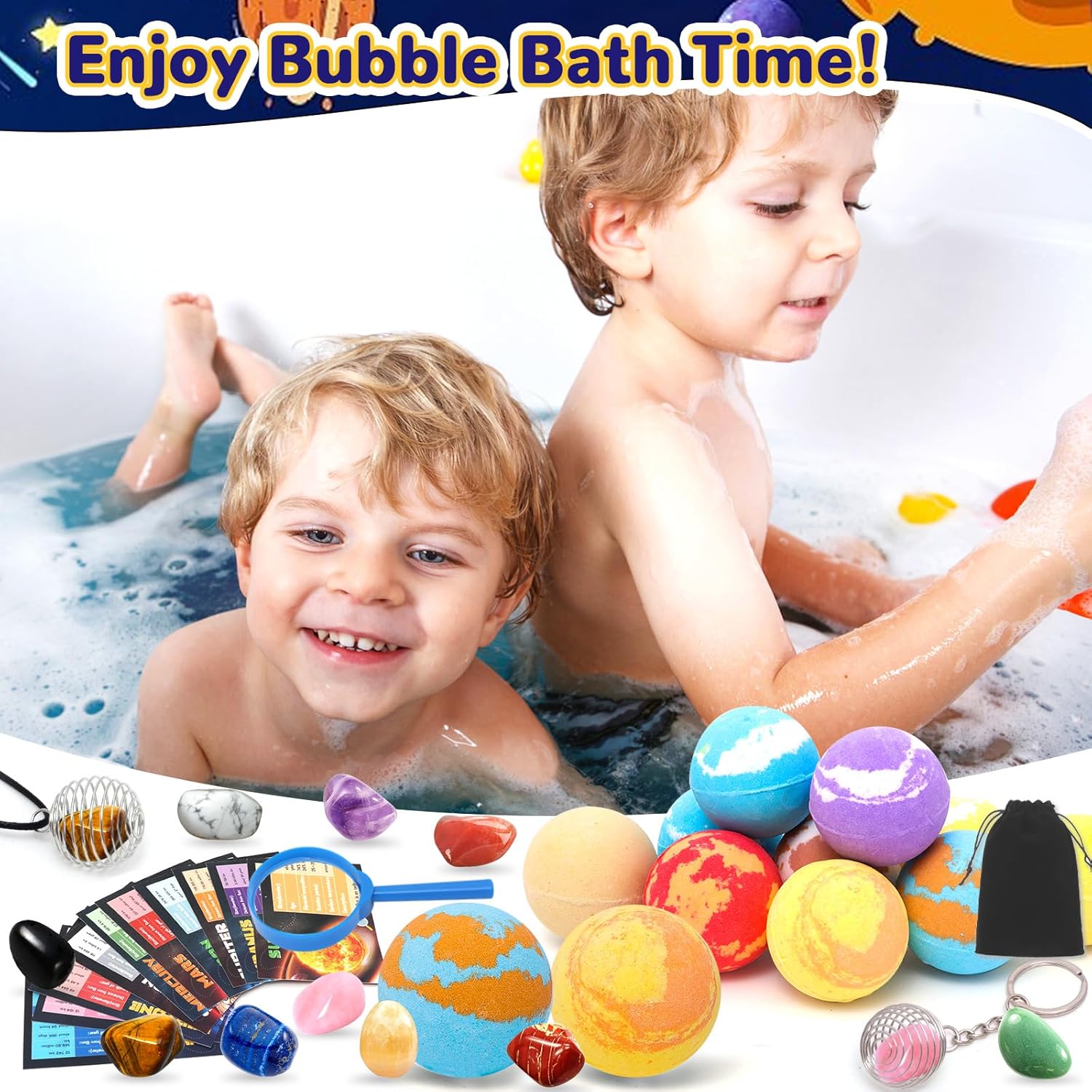 10 Pack Galaxy Bath Bombs for Kids with Surprise Toys Inside Organic Bubble Bath Bombs with Solar System Gemstones Easter Christmas Birthday Gift for Kids Boys Girls - Image 5