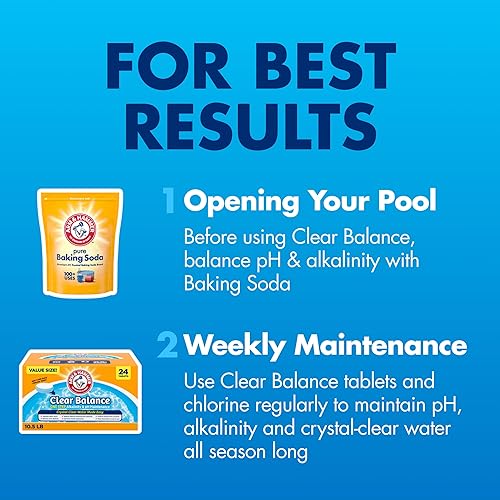 Miniatura 8 de ARM & HAMMER Clear Balance - Tabletas de mantenimiento de pH alcalinidad para piscina, color blanco, 1 paquete, 24 unidades