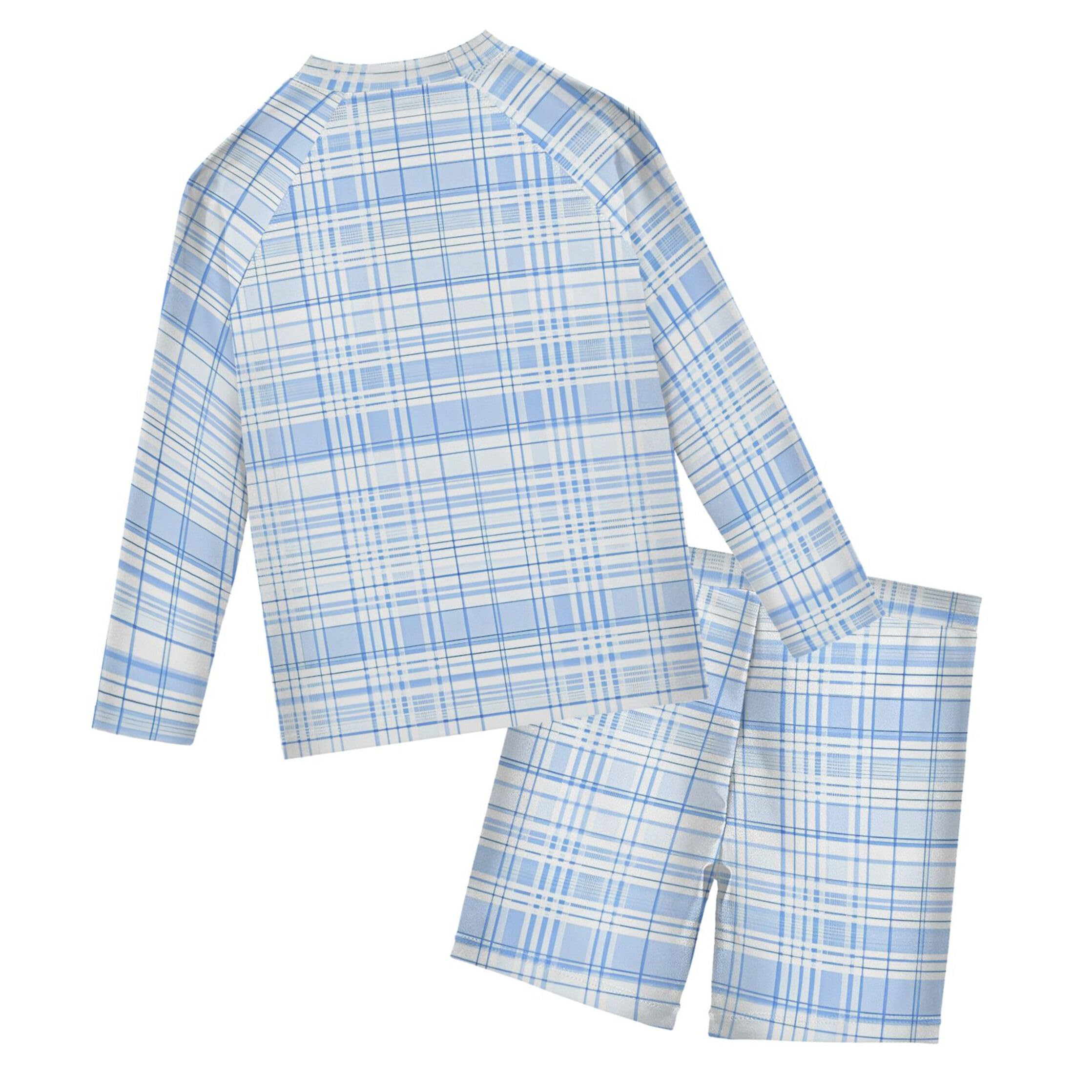 Blue Buffalo Check Plaid Toddlers and Baby Boys' Swimsuit Trunk and Rashguard Set B0403543