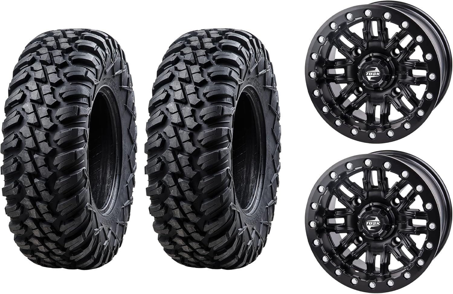 Tusk Terrabite 30x10-14 Radial Tire Set Mounted on 14-Inch Matte Black Alloy Wheels for UTV/ATV, Heavy Duty 8-Ply Rated, Medium/Hard Terrain, Compatible with 2022–2025 Utility Side-by-Side Models