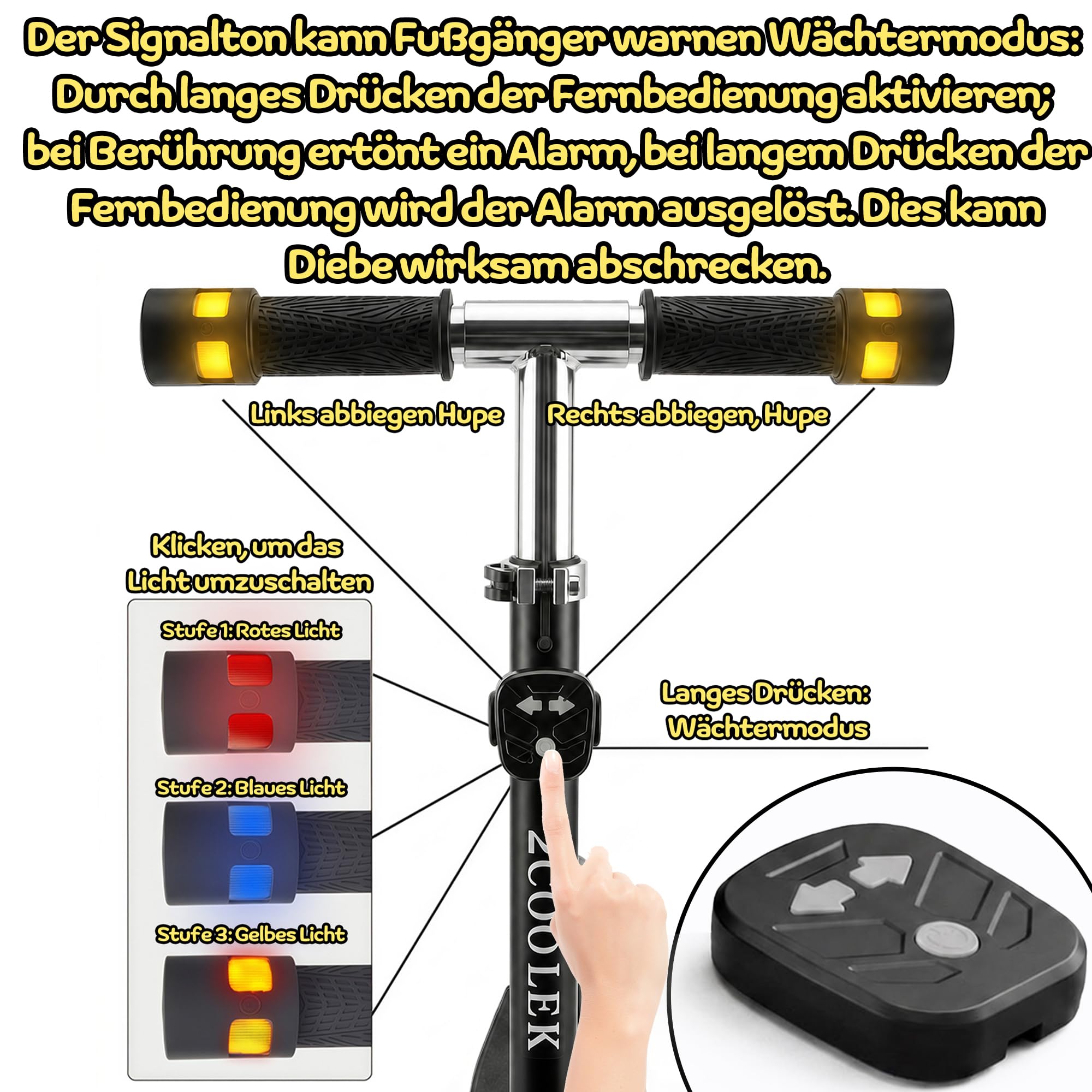 Luz de manillar para scooter, luz de advertencia