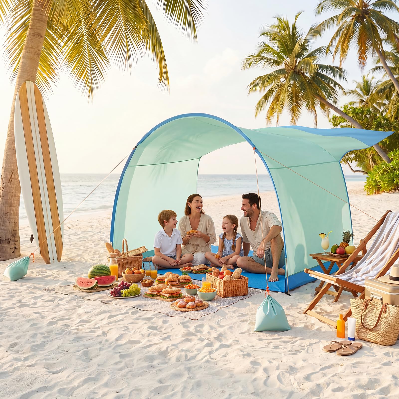 Photo 1 of DOYXC Beach Shelter, Wind-Powered Beach Tent Sun Shelter with UPF50+ UV Protection, Lightweight & Portable Easy Setup Beach Canopy Sun Shade Tent for Family Outdoor Beach Camping & Picnic