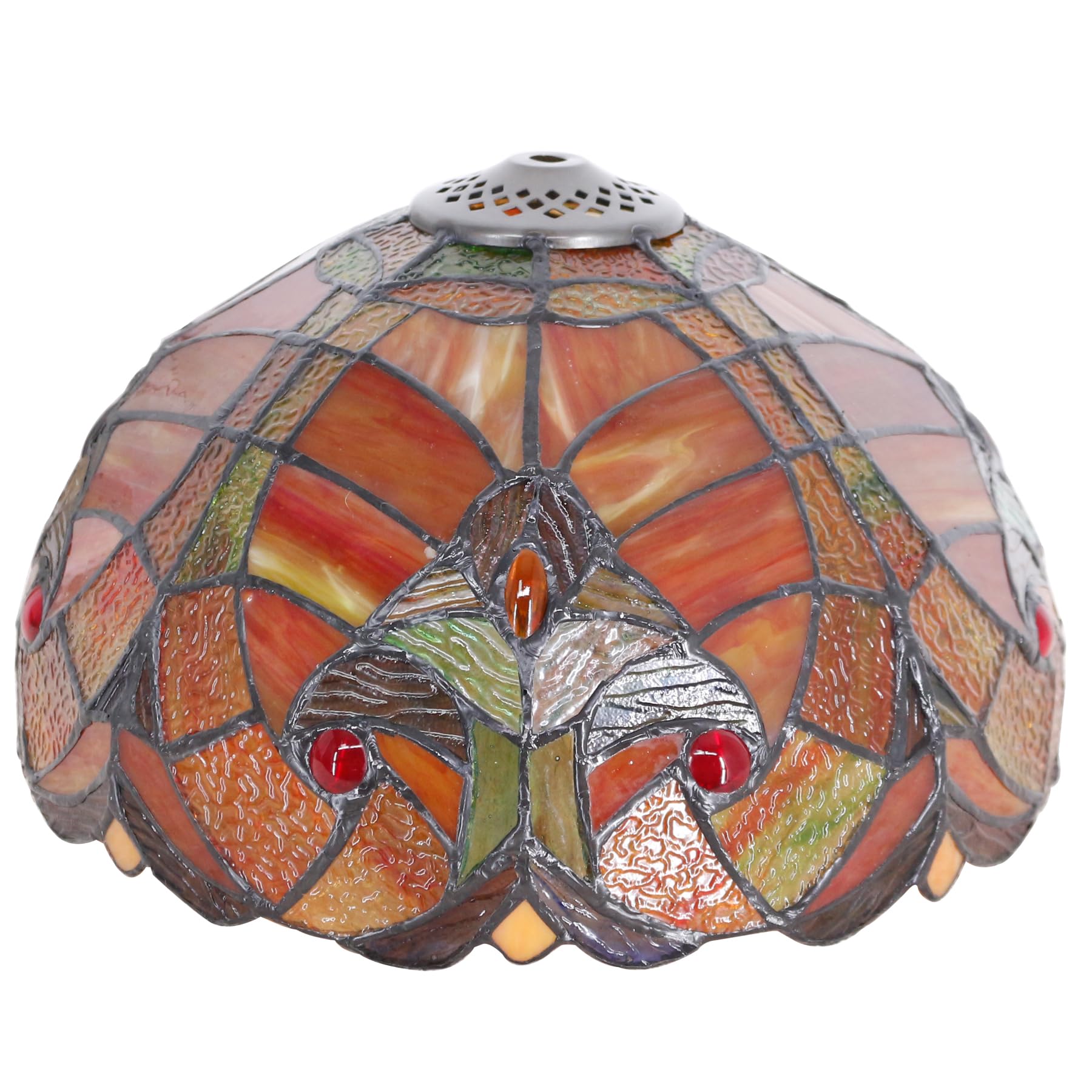 12 Inch Tiffany Stained Glass Lamp Shade Replacement Only (Red)
