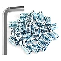 Vista 20 de 1/4-20 Insertos roscados, insertos de madera, insertos roscados de acero para tornillos de muebles de madera, 145 piezas de 1/4"-0.787 x 0.394