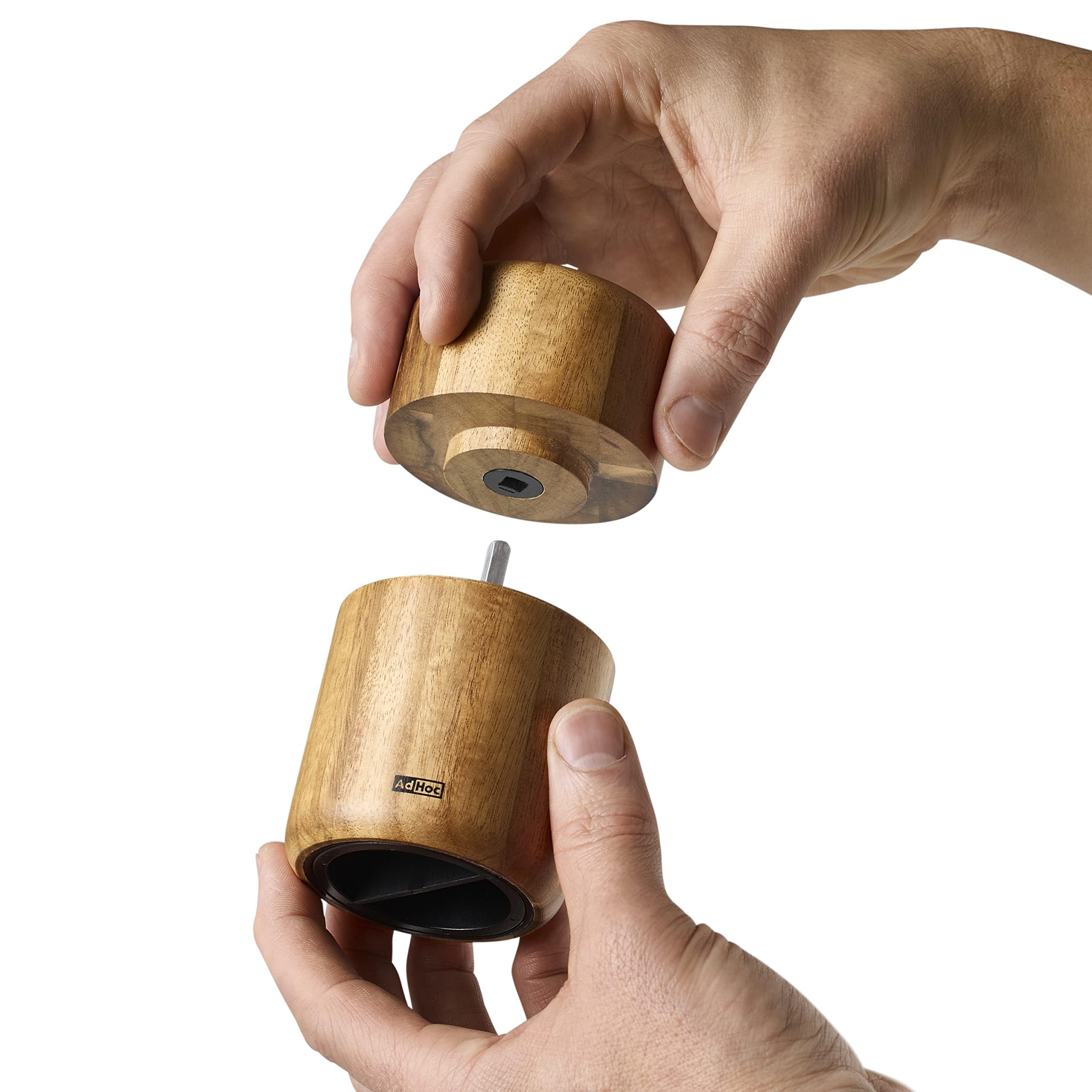 AdHoc SF11 Leinsamen- und Sesammühle Seedo | Hochwertige Gewürzmühle aus Akazienholz mit PolyCut Präzisions-Mahlwerk | Ideal für Leinsamen, Sesam, Hirse, Quinoa uvm. – Perfekt für Superfoods