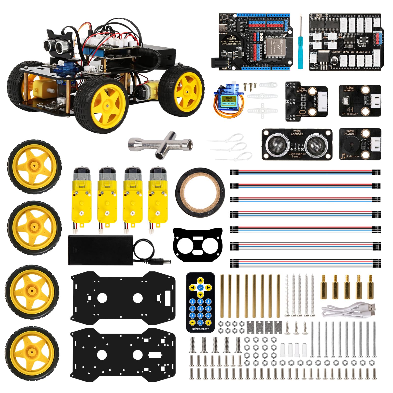 ACEBOTT Robotics Kit for Kids Ages 8-12 12-16, Smart Robot Car Kit Compatible with Arduino & Scratch, STEM Toys Coding Robot Kit with App Control, STEM Gifts for Kids and Teens