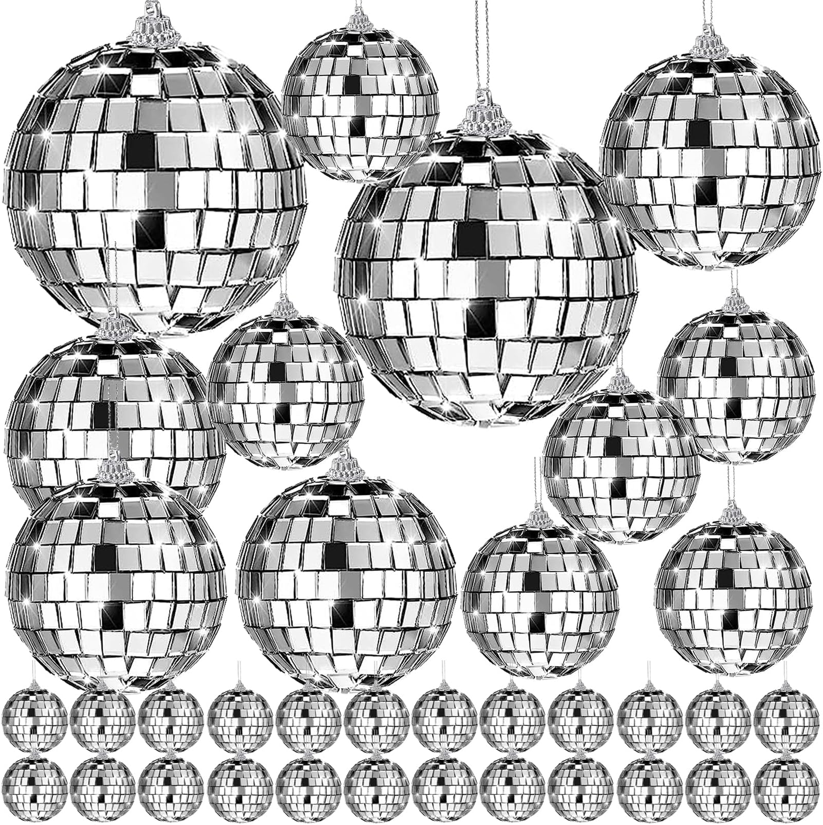 Amazon.com: Jspupifip 60 Pcs Mirror Disco Balls Bulk Ornaments ...