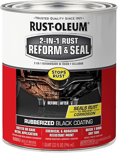 Miniatura 1 de Rust-Oleum 344763 Automotive 2 en 1 Rust Reform &amp; Seal, cuarto de galón, negro, 32 onzas líquidas (paquete de 1)