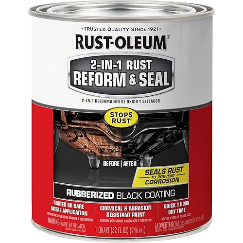 Rust-Oleum 344763 Automotive 2-in-1 Rust Reform & Seal, Quart, Black, 32 Fl Oz (Pack of 1)