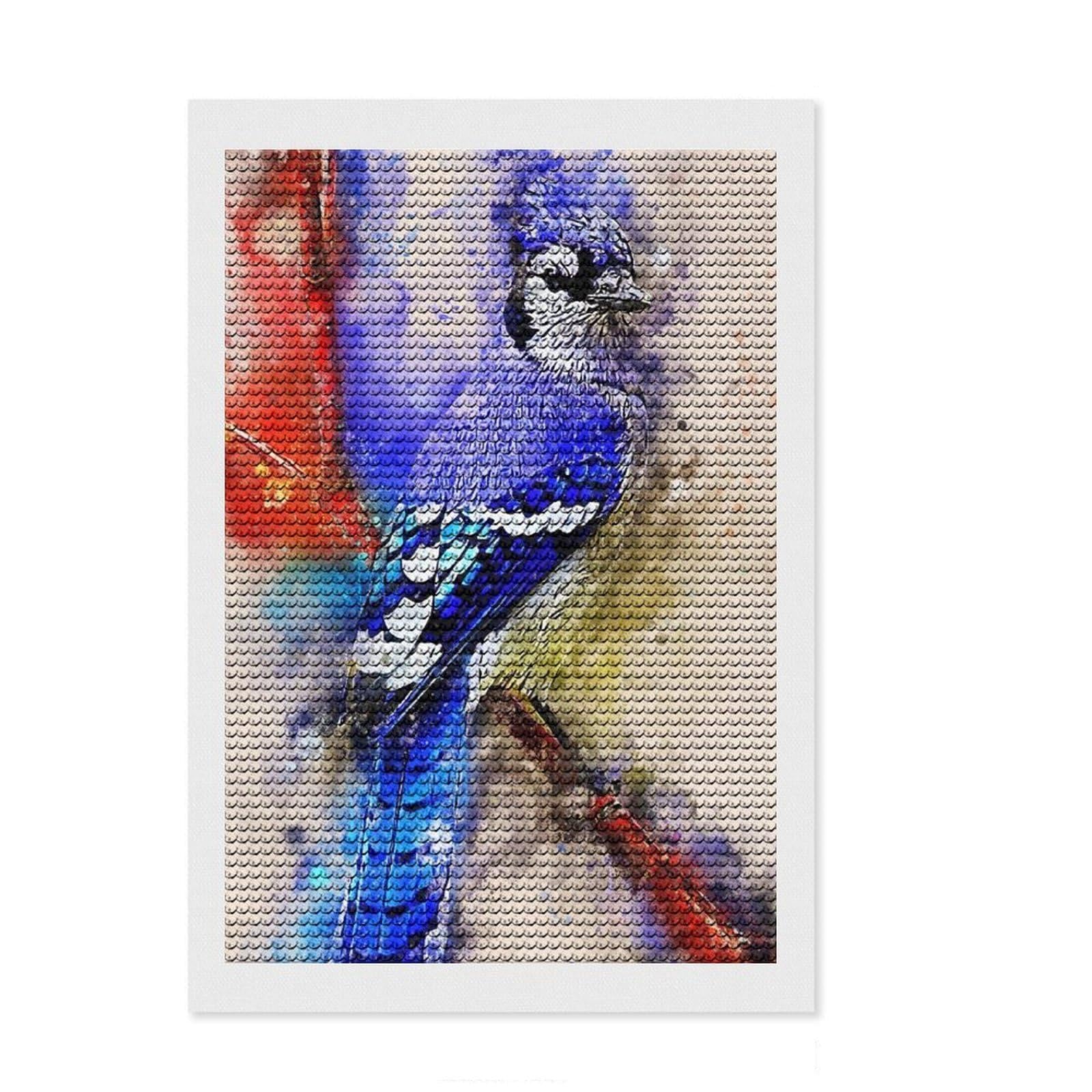 Junmoney Bird Watercolor New Diamond Painting Kit 8"x12", for Family Craft Time, Boho Decor, Calming Craft to Unwind, Birthday Gift