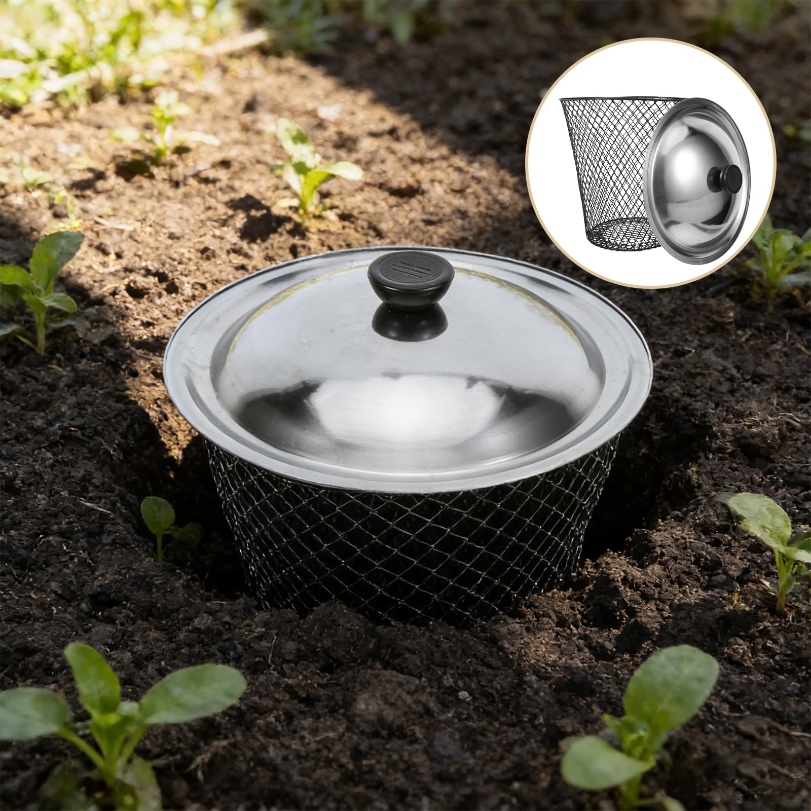 Toyvian 2 Compostadores de Lombrices Metálicos con Tapa para Jardín y Exteriores, Cubo de Basura con Orificios Diseñados y Flujo de Aire Óptimo para Compostaje