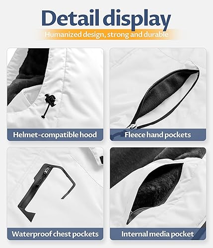 Miniatura 6 de CREATMO US Chaqueta de esquí impermeable de montaña para hombre, resistente al viento, abrigo de invierno cálido para snowboard