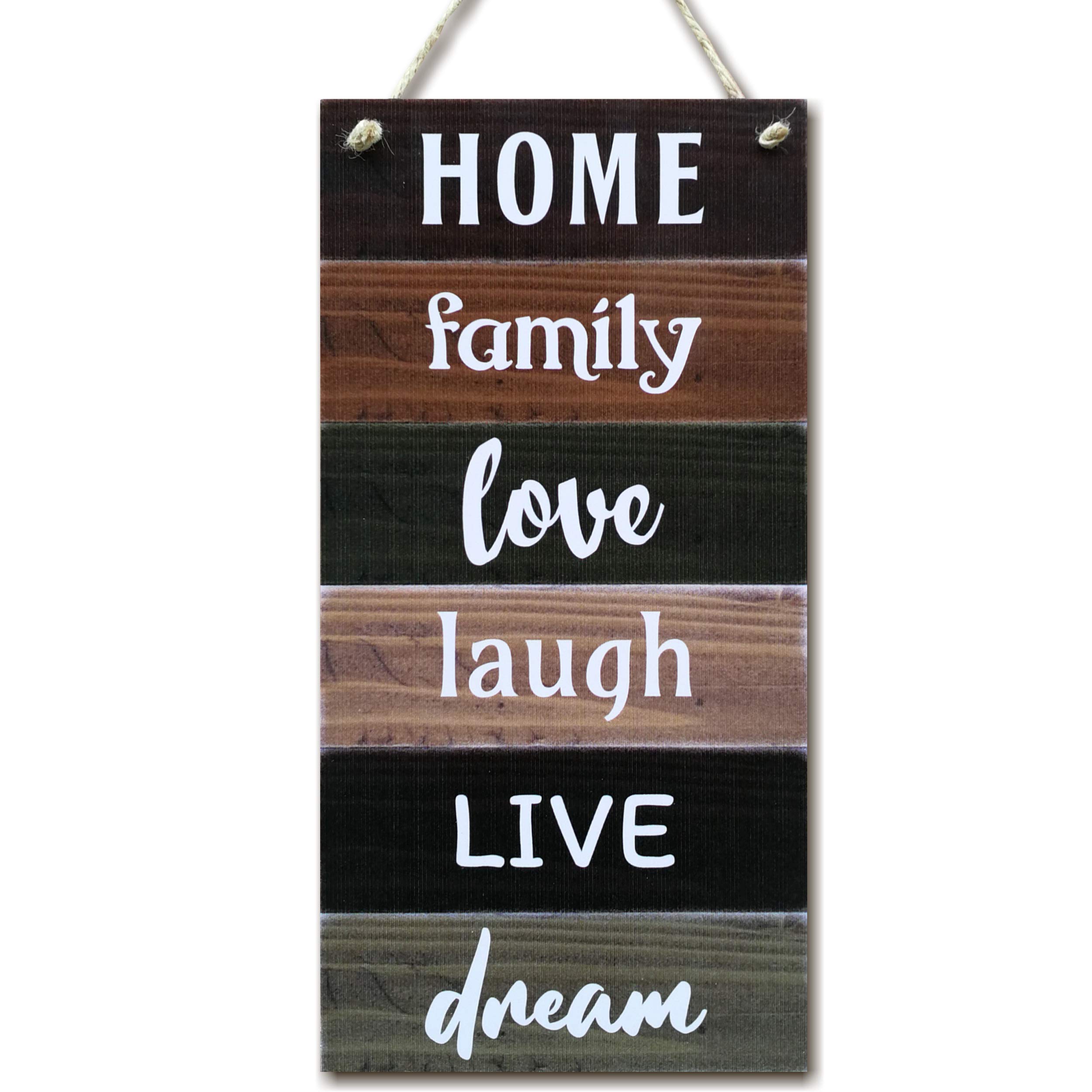 CARISPIBET Home, Family, Love, Laugh, Live, Dream | Wall Sign Rustic Decoration 12" x 6"