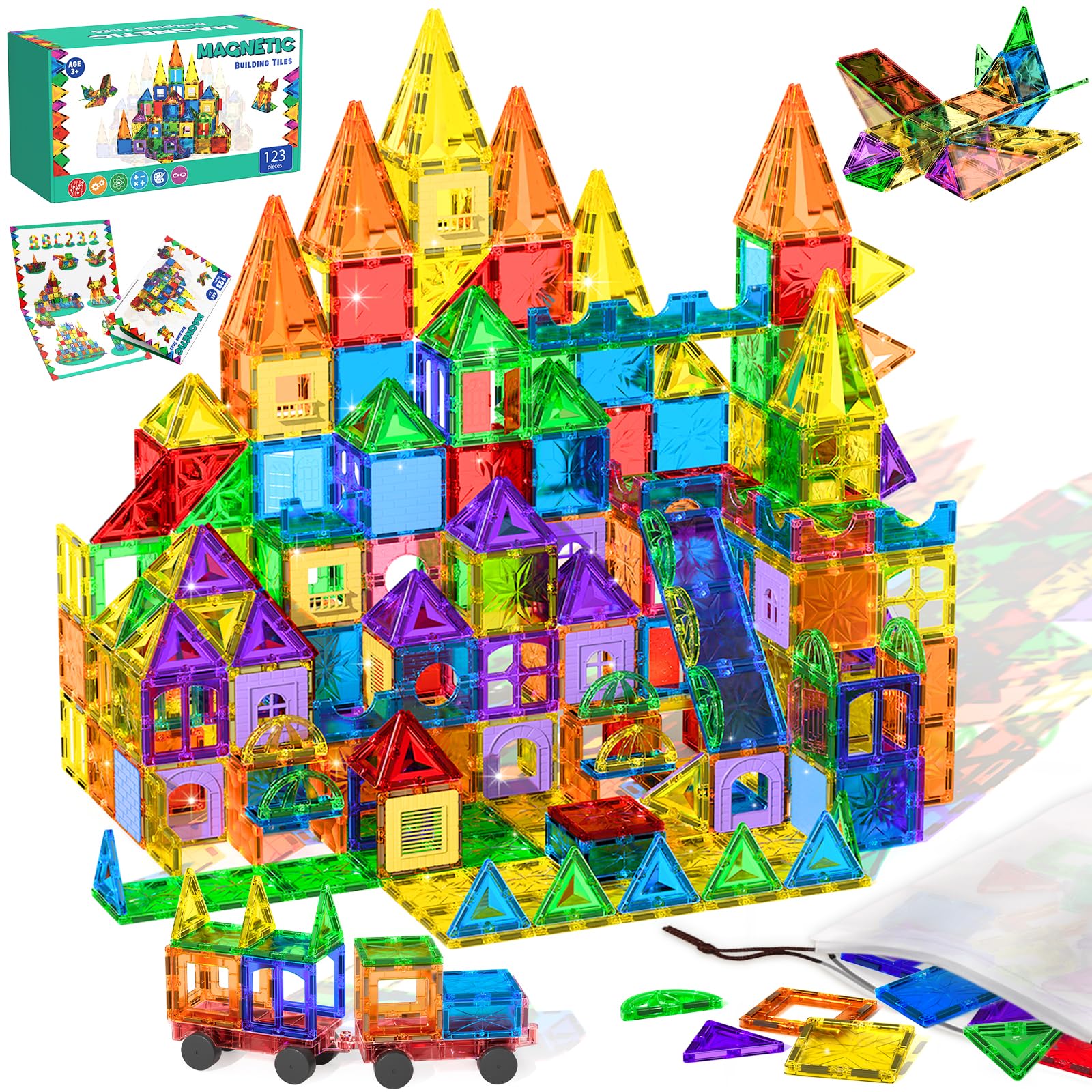 COOLJOYA Costruzioni Magnetiche 50 Pezzi Giochi Bambini 2 3 4 5 6 7 8 Anni Costruzioni Per Bambini 3 Anni Magneti Bambini Costruzioni Magnetiche Giochi Per Bambini Giochi Montessori