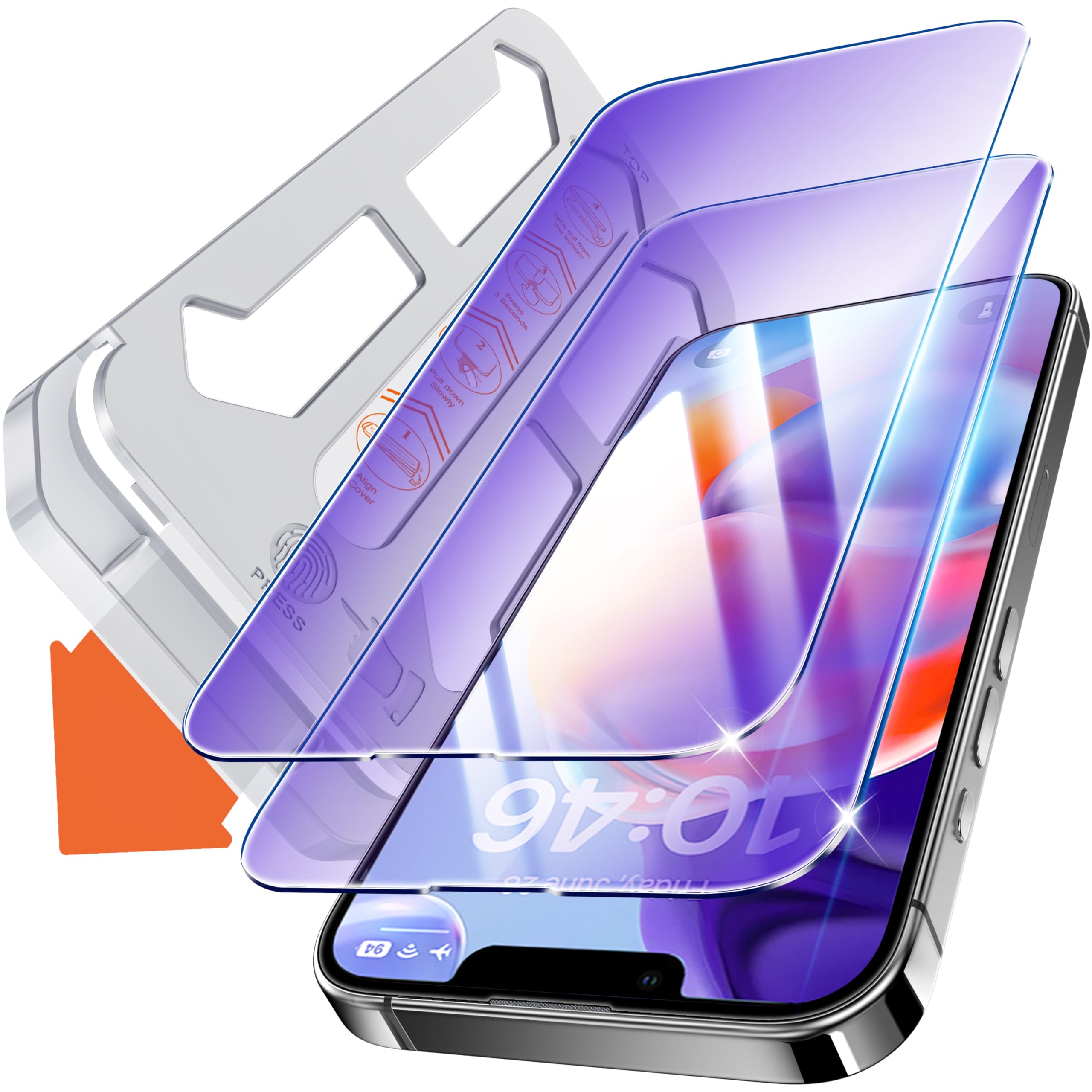 Tentoki 2 Pezzi Pellicola per iPhone 13 / 13Pro / 14 (6,1 Pollici),Anti-luce-blu Vetro Temperato [Protezione degli occhi] Copertura completa 2.5D Pellicola,Anti Graffio,Durezza 9H vetrino