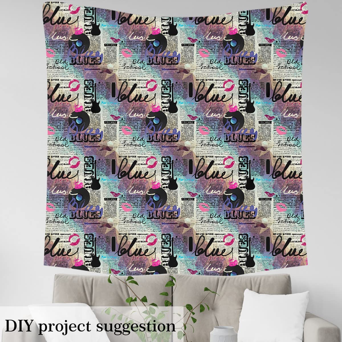 The Yard Rock Music - Tessuto per tappezzeria e progetti fai da te in tessuto musicale per tappezzeria e casa in stile musicale, impermeabile, 5 m, lunghezza 460 x larghezza 150 cm, colorato