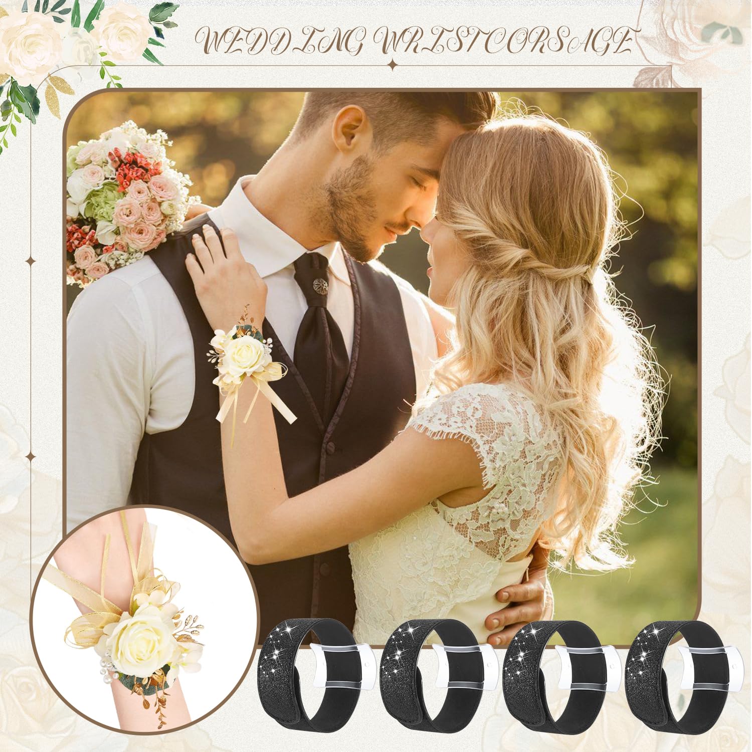 24 braccialetti da polso per corpetto floreale, braccialetti da polso per matrimoni, corpetto fai da te, accessori per matrimoni, balli, cerimonie, anniversari, addio al nubilato, feste in