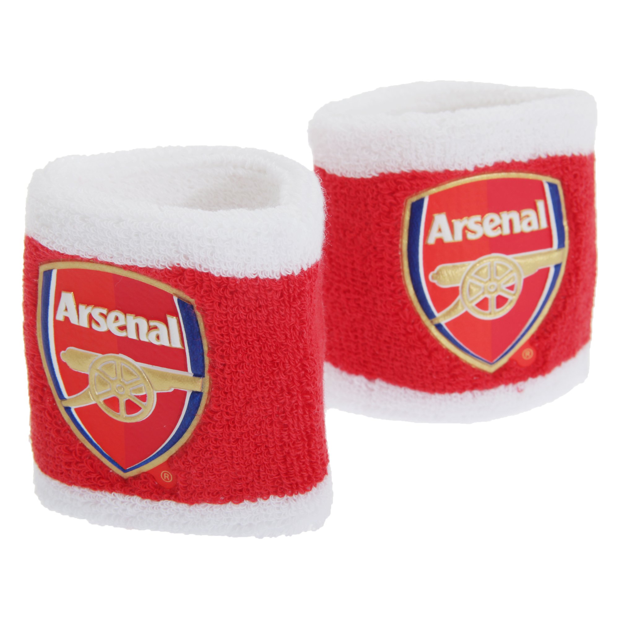 Arsenal FC Official 2 Tone Football Crest Sport Wristbands (Pack Of 2) (One Size) (Red/White)