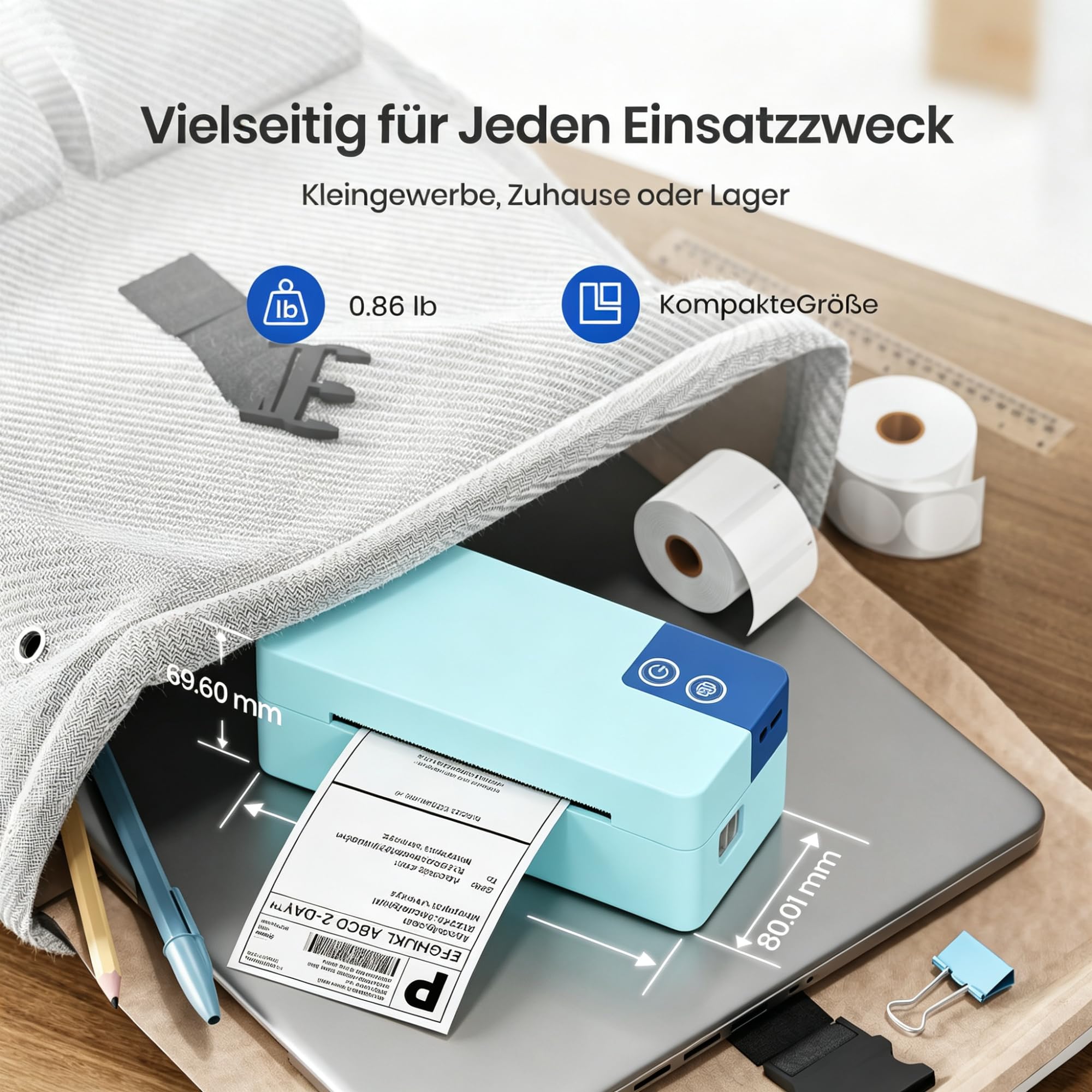 Bluetooth Etikettendrucker DHL, 4x6 Versandetiketten Drucker PL50E