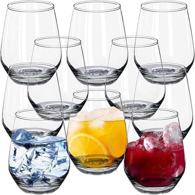 DISCOUNT PROMOS Silica 12 Oz. Stemless Wine Glasses Set of