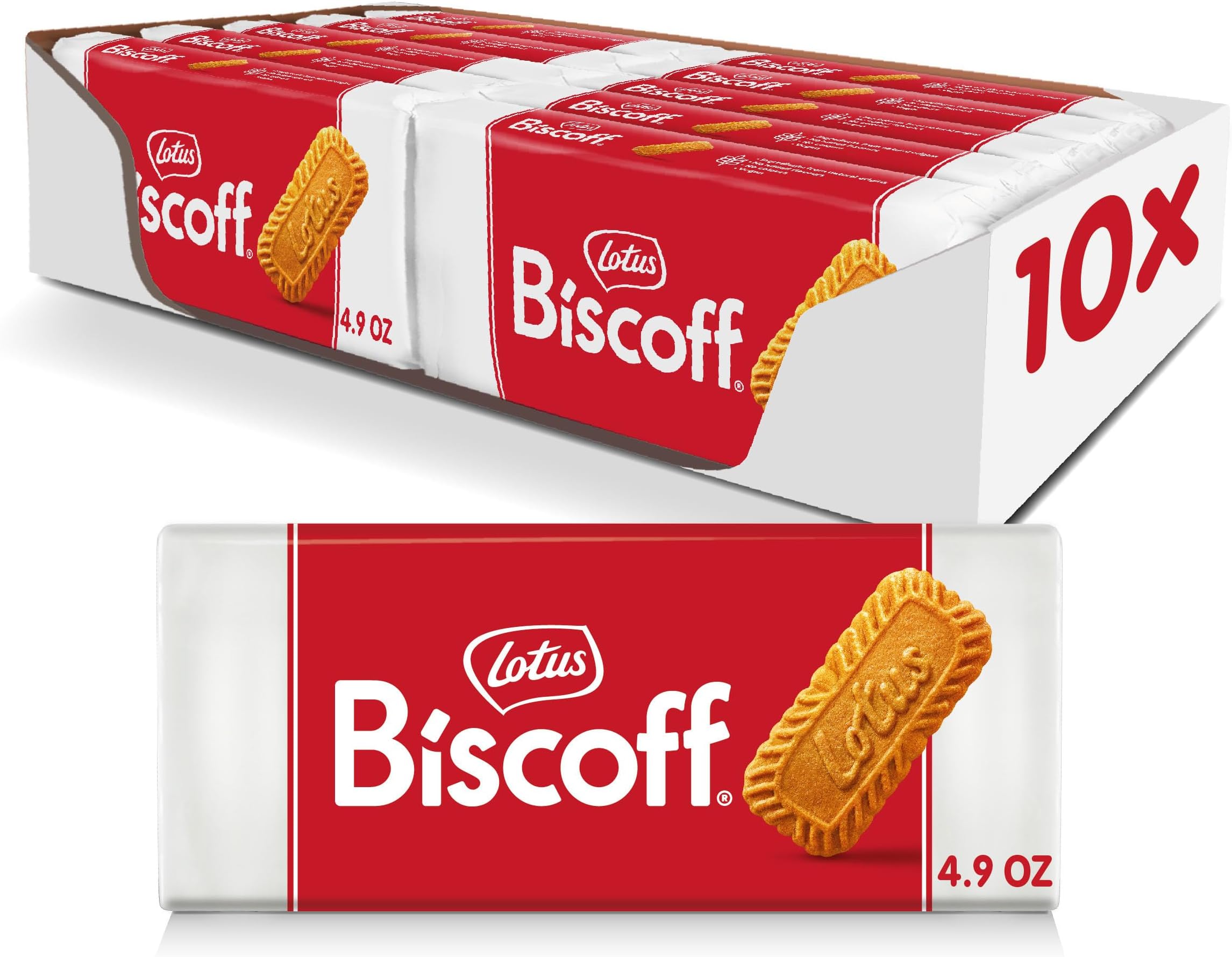 Lotus Biscoff Cookies, Caramelized Biscuit Cookies, 18 Cookies (Pack of 10), Non GMO + Vegan, 4.94 Ounce (Pack of 10), Snack Pack Size