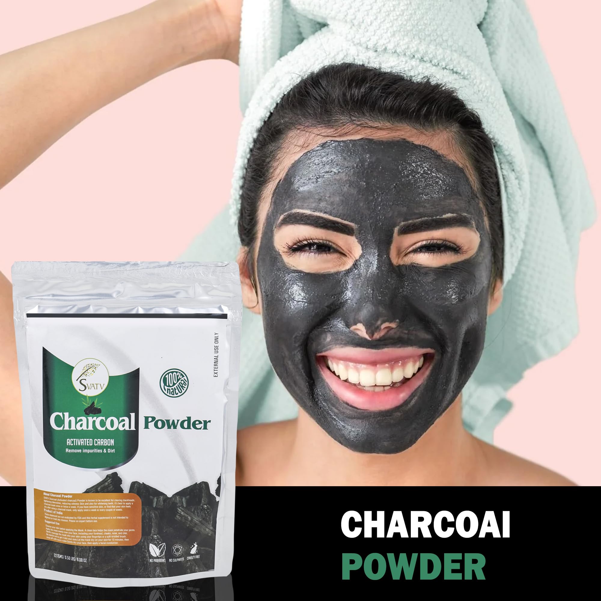 Activated Charcoal Powder | Kohle Pulver | Deep Cleanses & Detoxifies Skin & Hair | Ingredient for Tooth Powder | 8 oz 227 Gram Half Pound