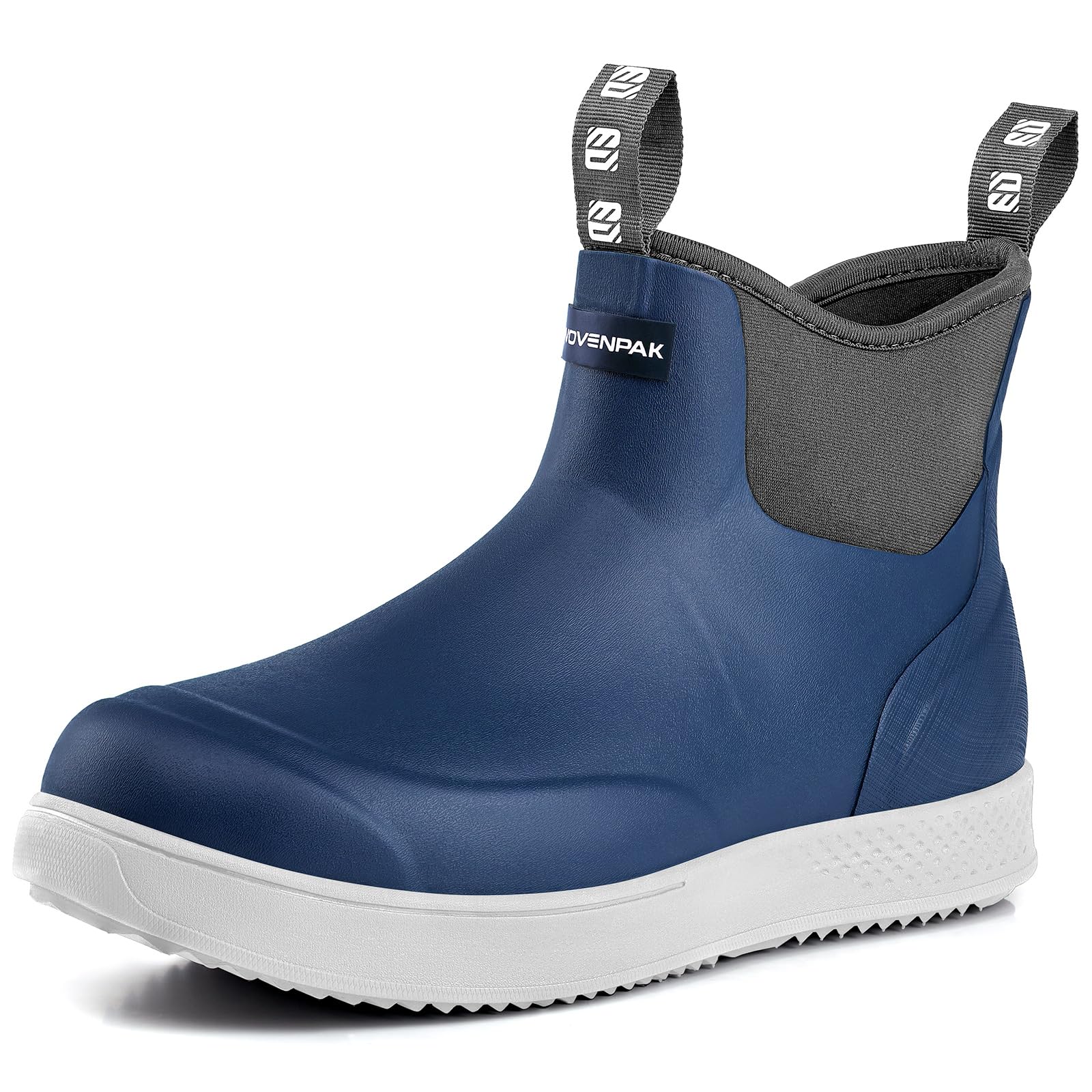 WOVENPAK Deck Boots for Men, Rain Boots Men, Waterproof Fishing Boots, Mens Deck Boots, Anti-slip Rubber Work Ankle Rain Boots Shoes for Outdoor Fishing, Boating, Size 6-13
