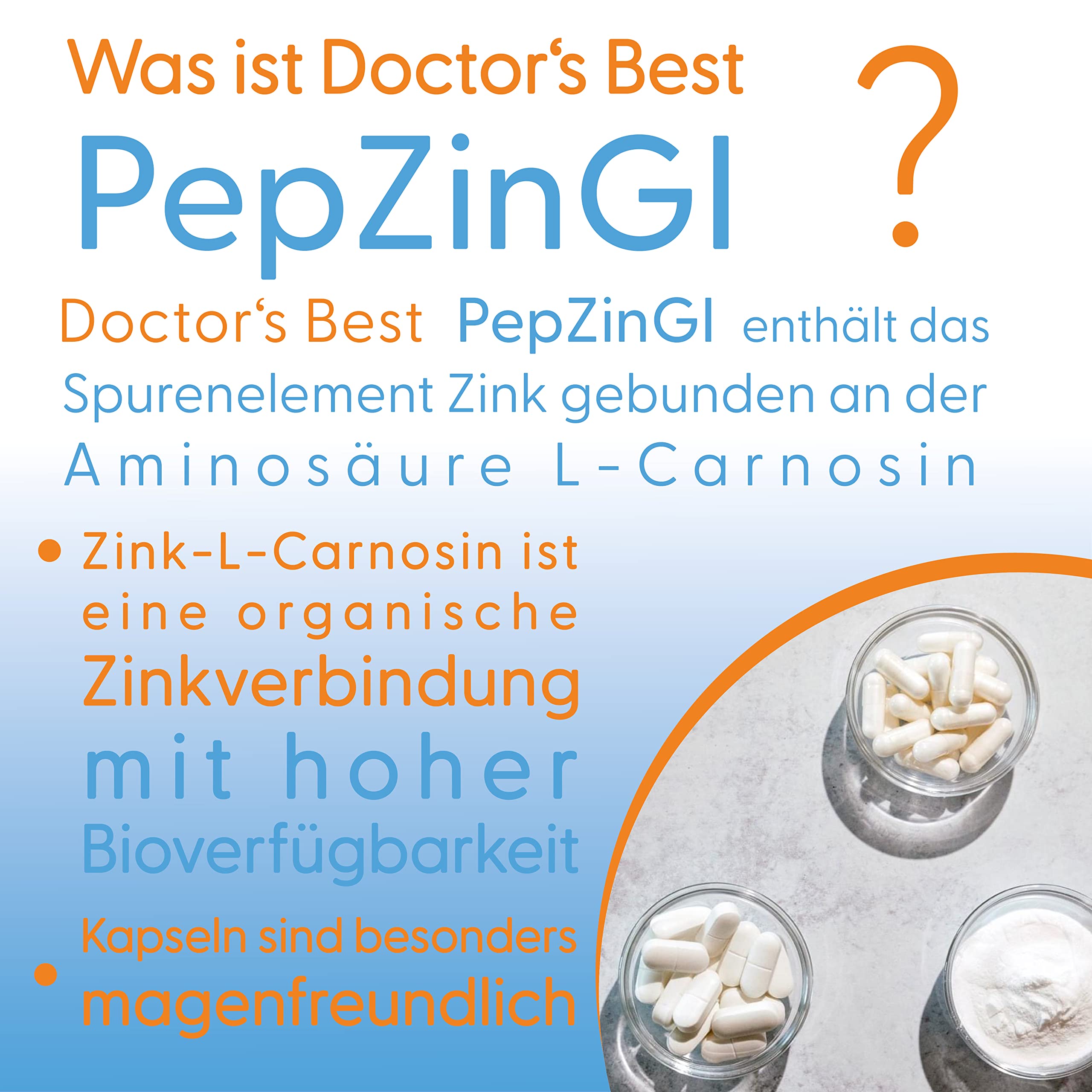 Doctor's Best, PepZinGl, Zink-L-Carnosin Komplex, 120 vegane Kapseln, Laborgeprüft, Mineralien, Glutenfrei, Sojafrei, Vegetarisch