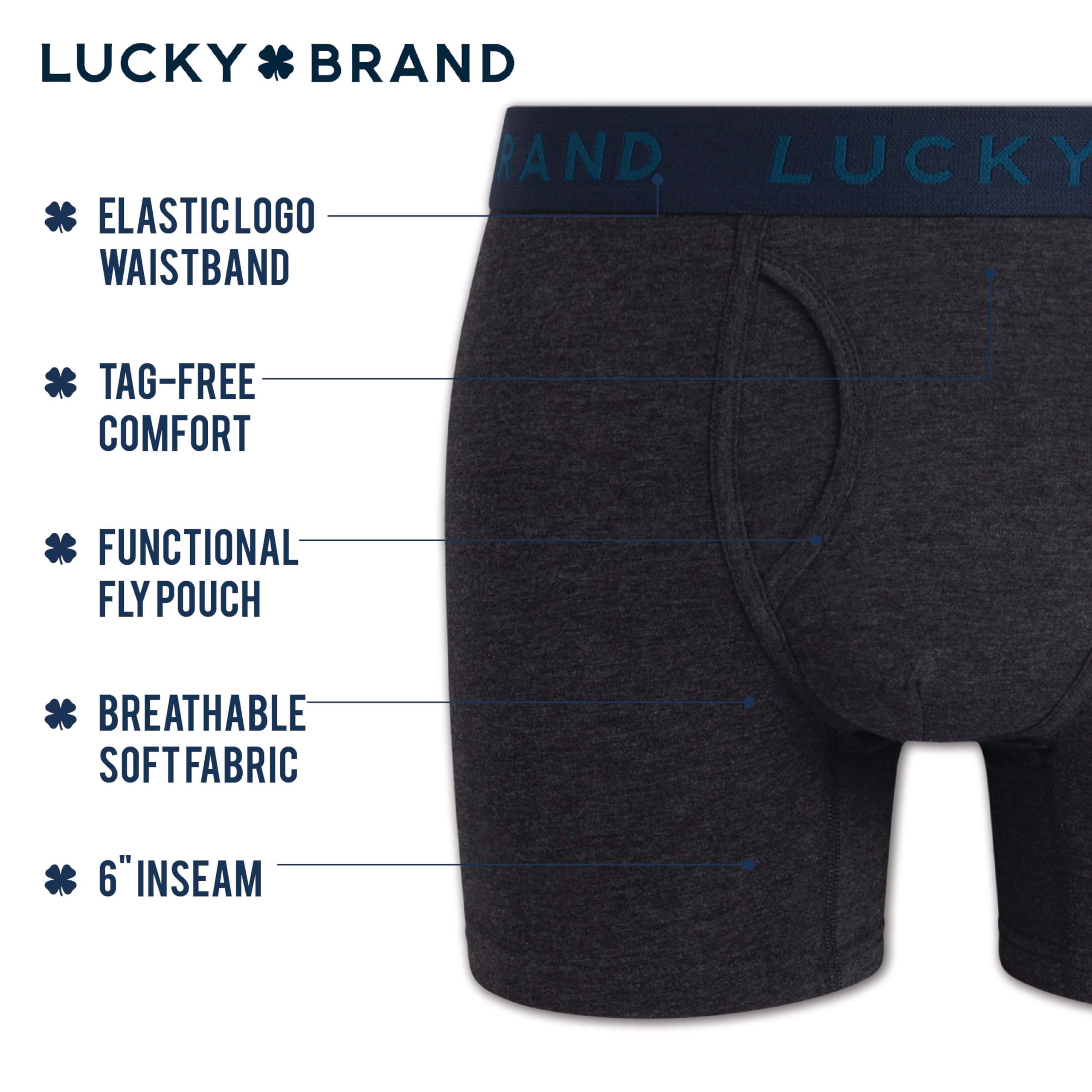 Lucky Brand Herren Unterwäsche – Baumwollmischung Stretch Boxershorts (6er-Pack)