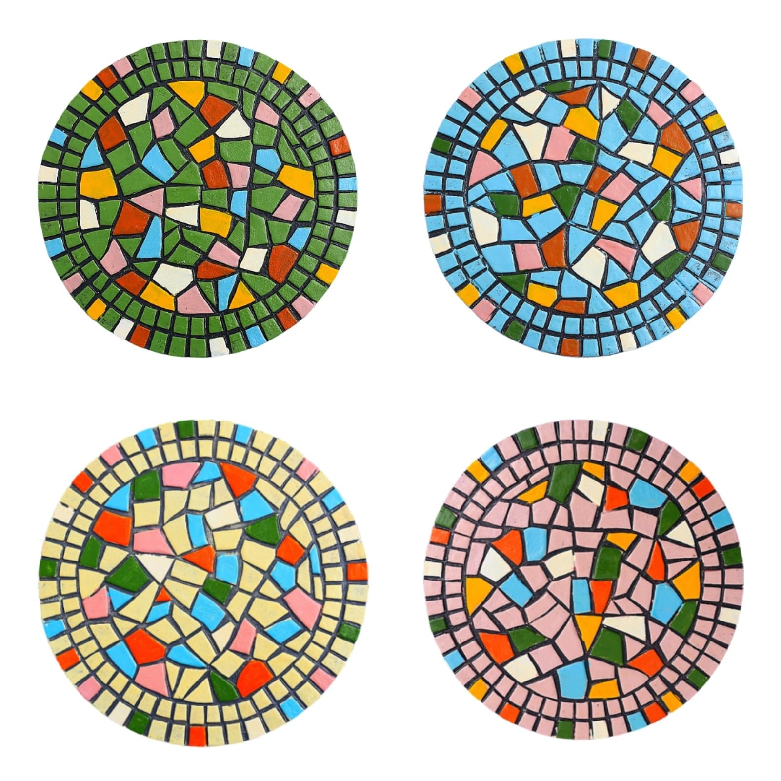 Kunovo Mosaic Garden Stepping Stone, Multicolored Round Walkway Landscaping Decorative Stones, Eco-Friendly Resinous Outdoor Pathways Décor Pavers (Size : 1 Pack), 58741