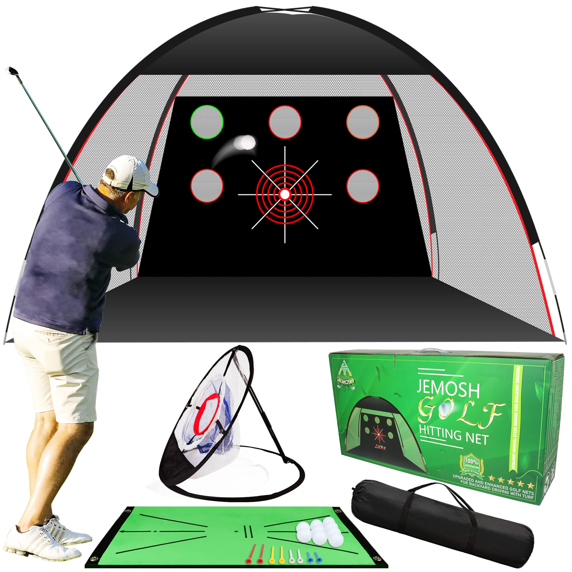 JEMOSH 10x7ft & 20x20in Golf Practice Hitting Training Chipping Aids