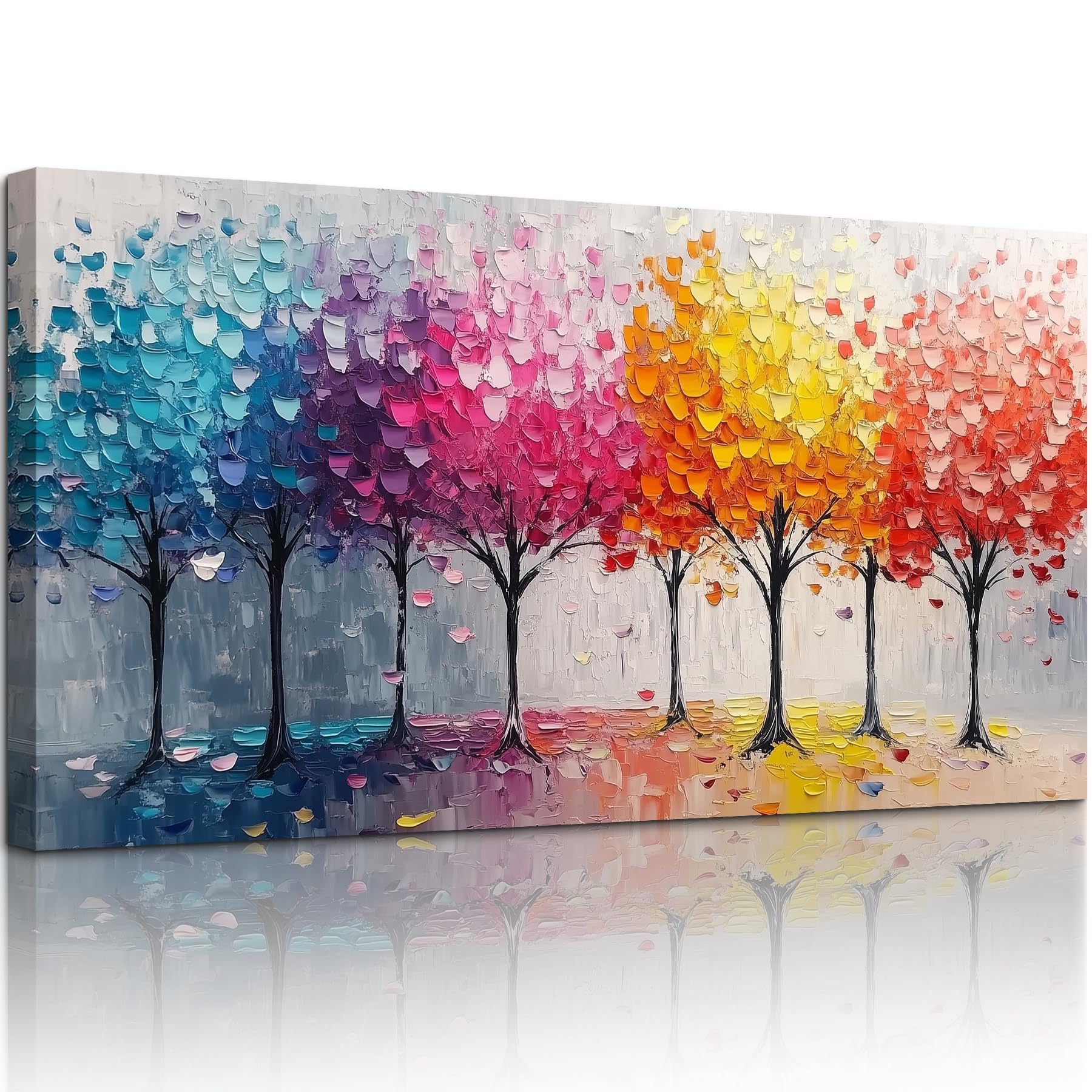 MHARTK66 Asthetische Bilder Wohnzimmer Wald Landschaft Gemälde 75x150 cm | detailreicher hd-druck, unkompliziertes aufhängen, rasche montage, variabel einsetzbar und ideal als schöne geschenkidee