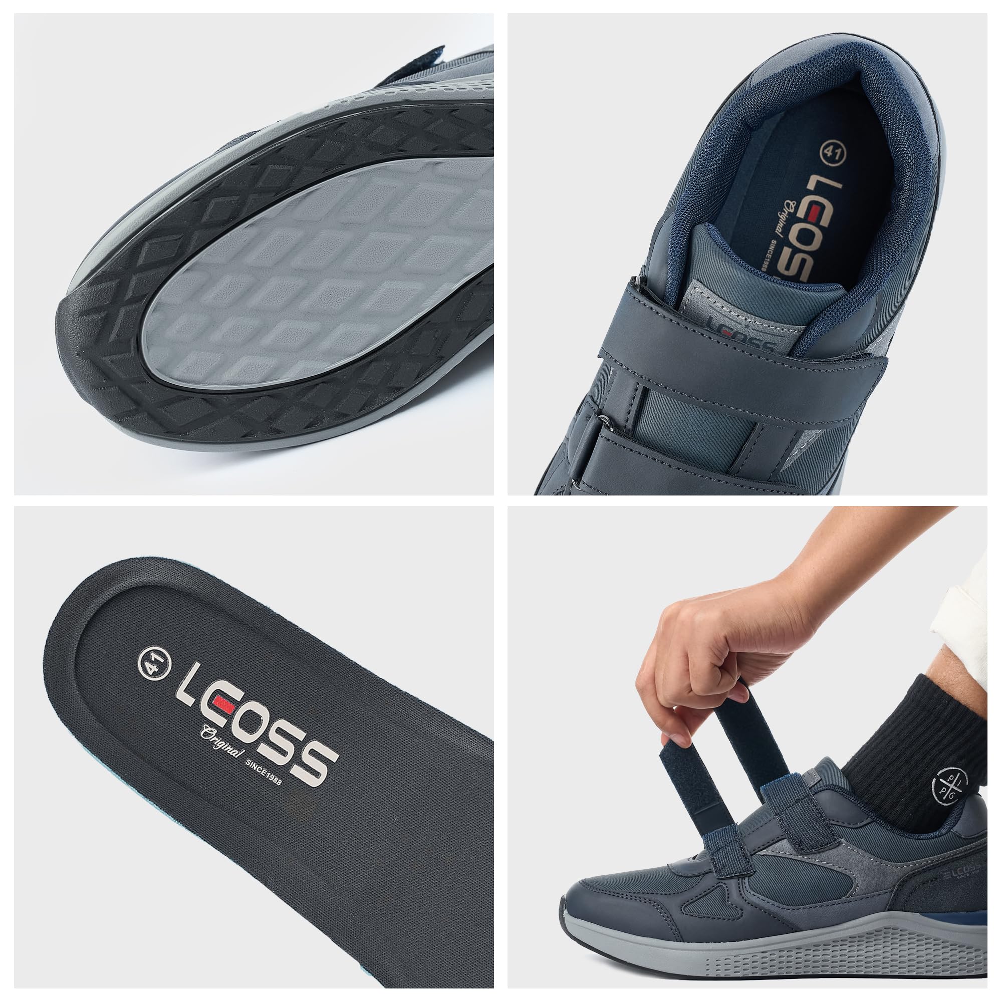 Sneaker Herren mit Klettverschluss Laufschuhe Dämpfung Leichte Sportschuhe Atmungsaktiv Turnschuhe Straßenlaufschuhe Outdoor Orthopädische Schuhe