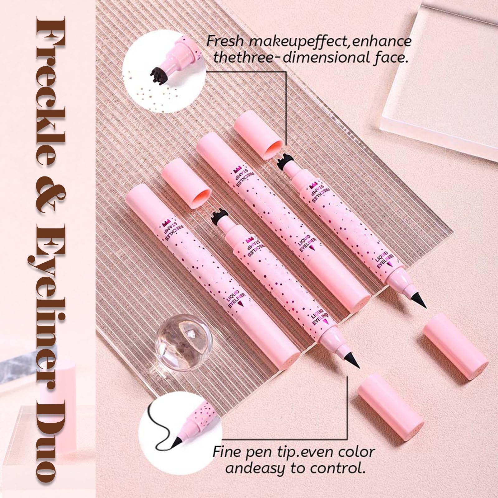 Medium Brown 2-in-1 Freckle Stamp & Liquid Eyeliner Pen - Image 4