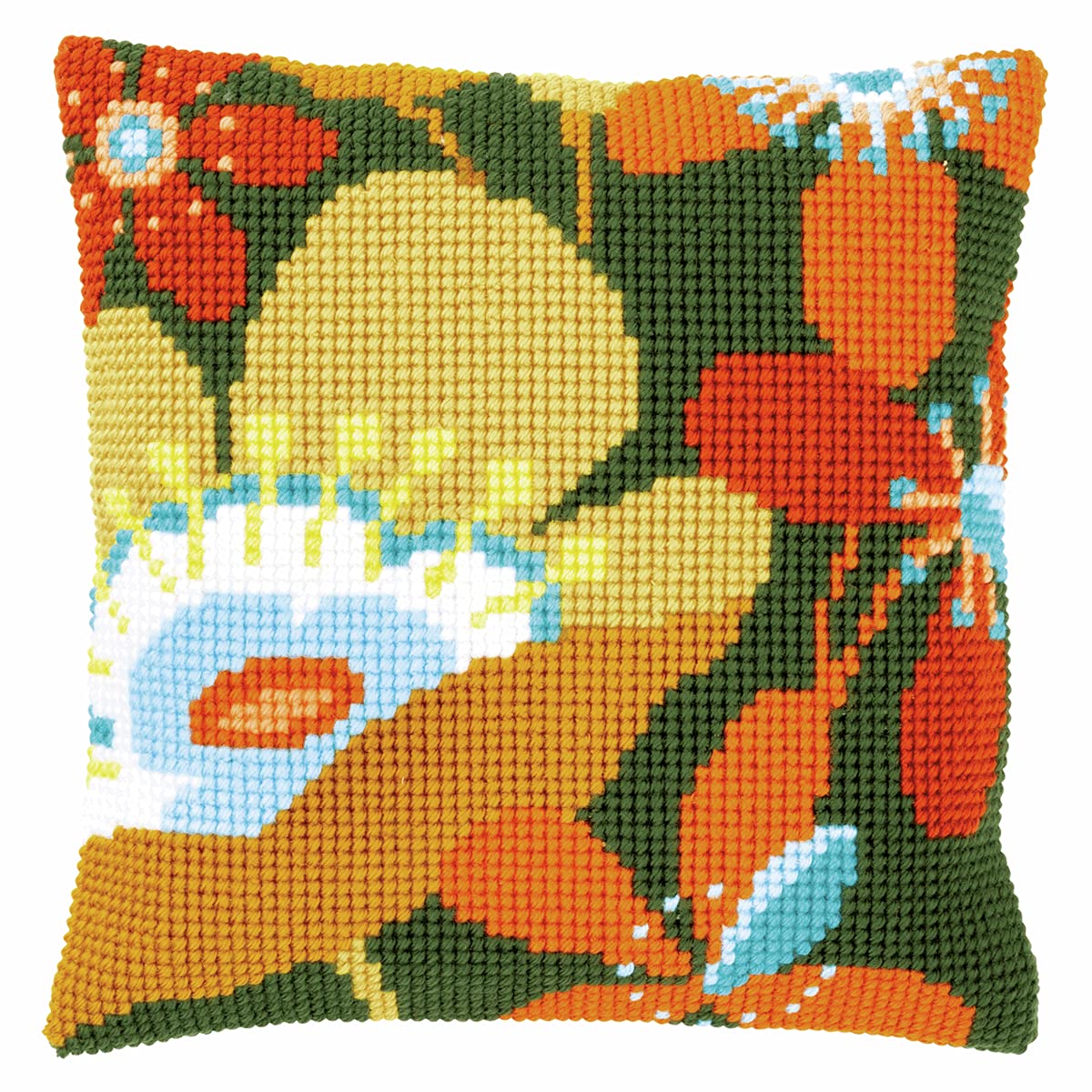 Vervaco PN-0156666 - Cojín de punto de cruz (preestampado, algodón, 40 x 40 cm), diseño de flores, multicolor