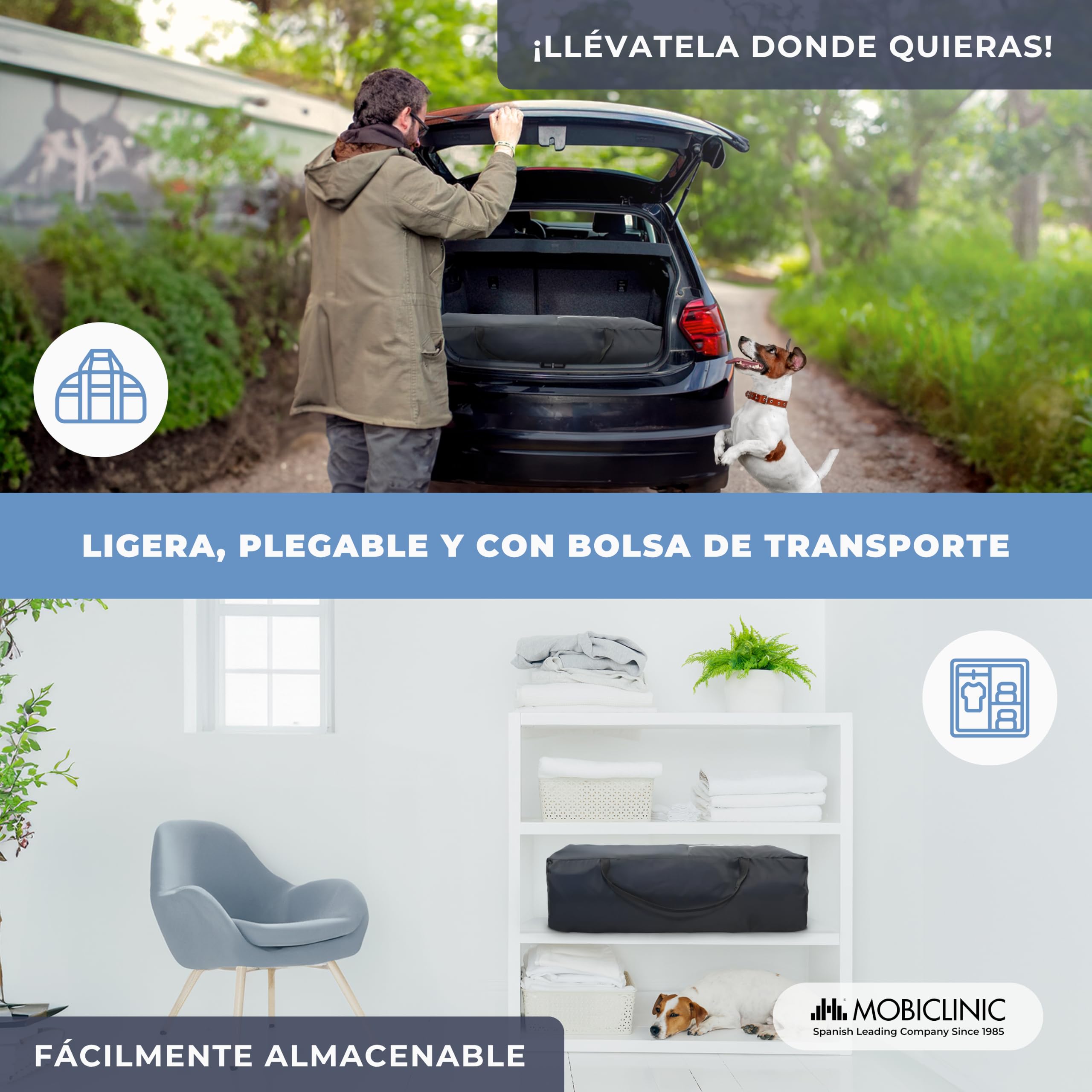 Mobiclinic®, Cuna de Viaje 3 en 1, Parque Infantil, Cambiador Bebe, Plegable, Entrada Lateral, Bolsa Transporte, MAX. 15 kg, Ruedas con Freno, Caelum, Tela Transpirable, Bolsillo almacenaje