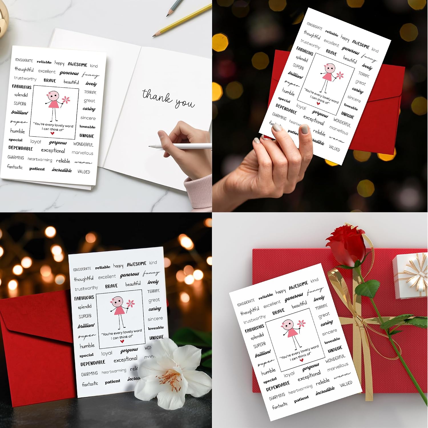 Every Lovely Word Compliment Greeting Card for Loved Ones, 8 x 5.3 Inch image 5