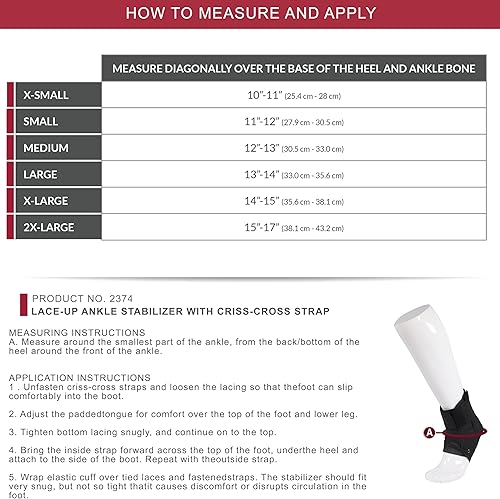 Miniatura 2 de OTC Soporte estabilizador de tobillo con soporte ajustable con cordones cruzados, negro, XL