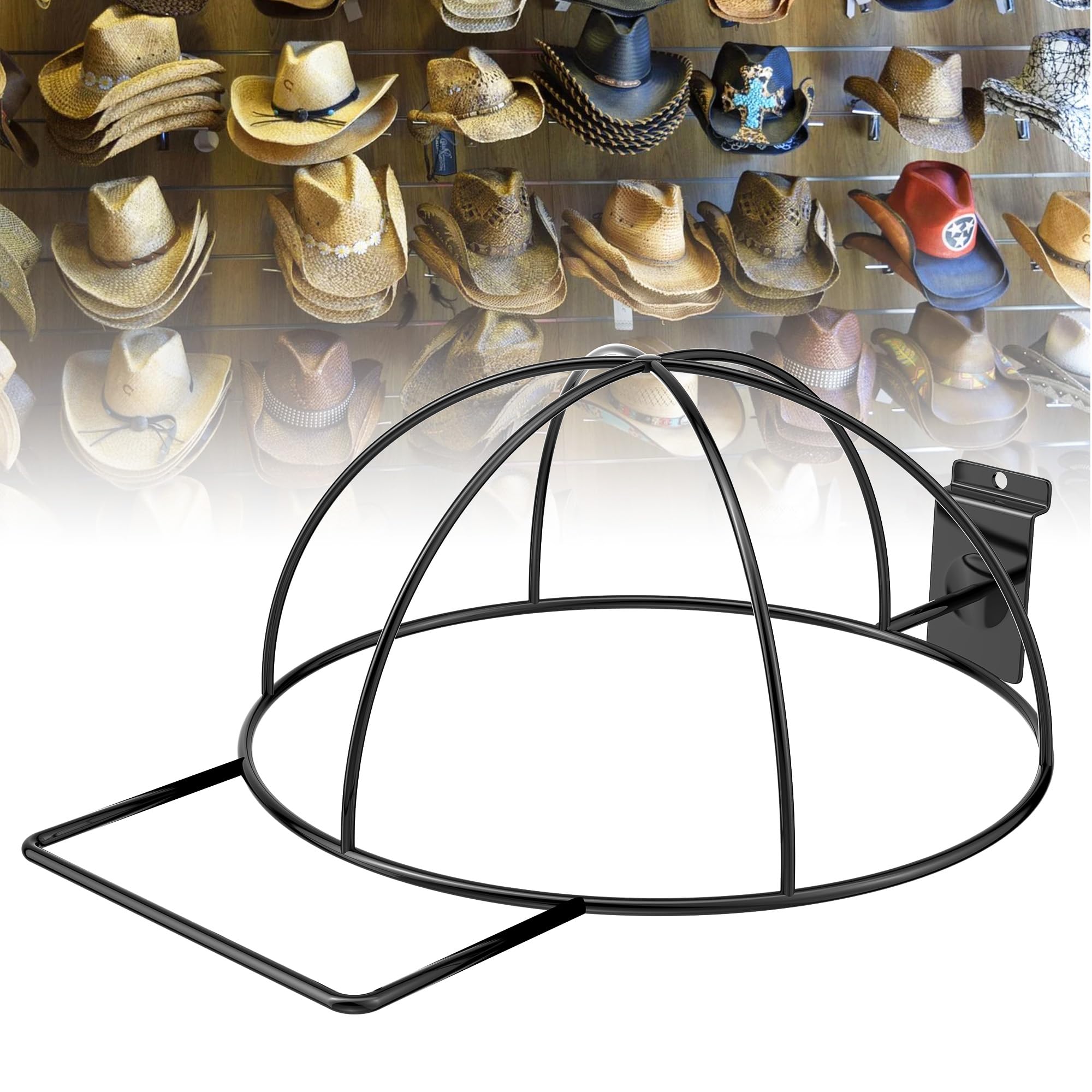 CHOWZZ 6 PCS Slatwall Hat Display Rack, Slatwall Accessories for Hat Retail Display, Slat Wall Metal Wire Display Holder for Hats, Hat Display Stand