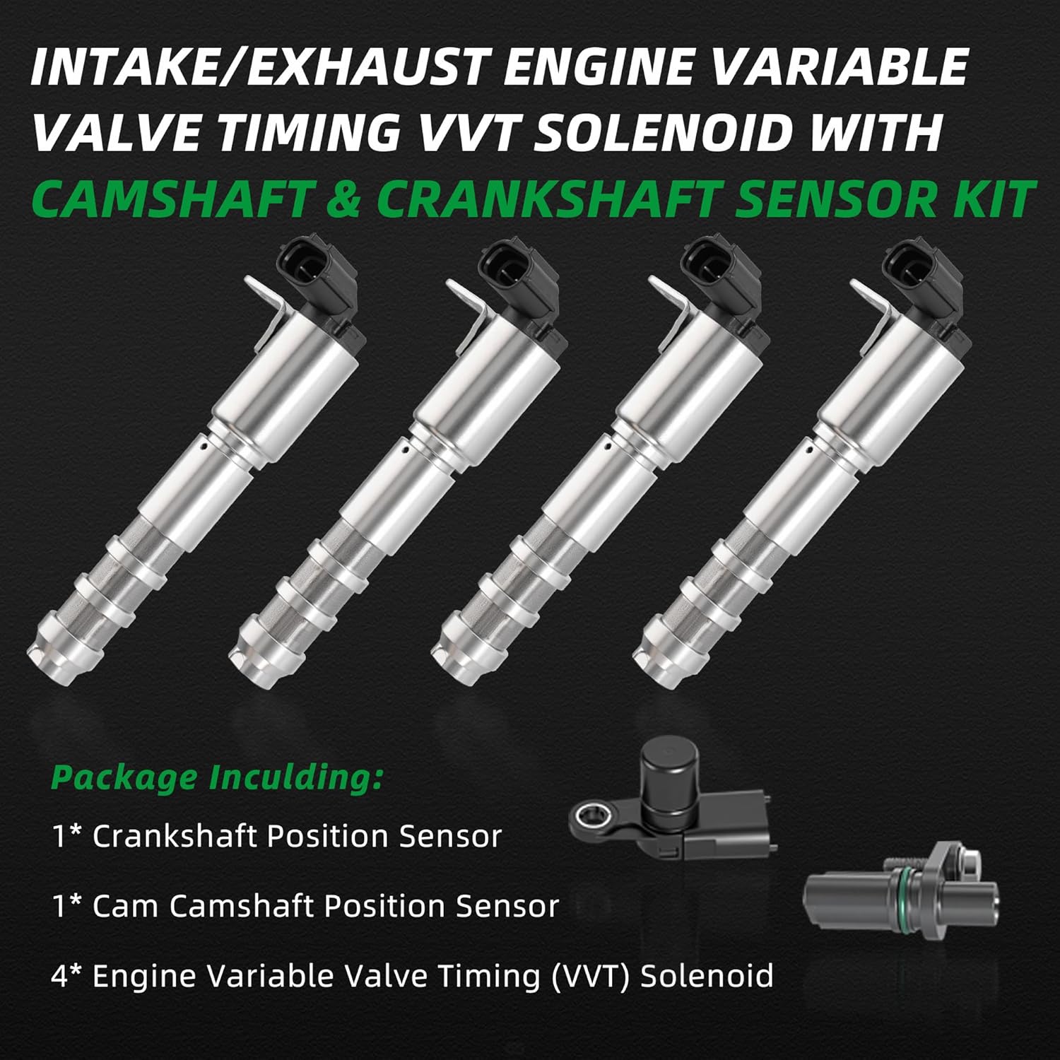 Intake/Exhaust Engine Variable Valve Timing VVT Solenoid with Camshaft & Crankshaft Sensor Kit,for Buick Enclave,for Cadillac ATS, for Chevy, for GMC Acadia,for Saturn Outlook, 10-16