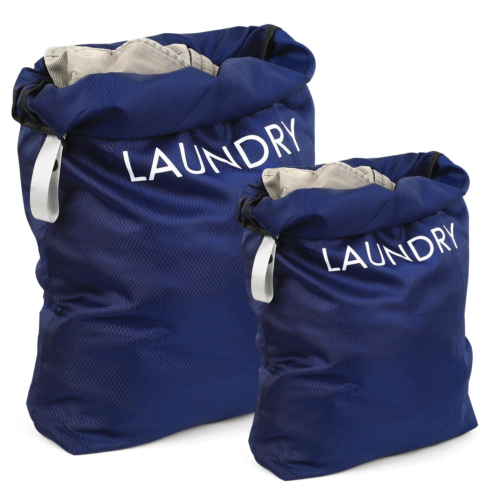2 Large Laundry Bags, Travel Laundry Bags for Travelling Storage, Portable Waterproof Dirty Clothes Bags with Drawstring for Home Bathroom Camping Holiday Dormitory Travel Essentials(23x17", 21x13")