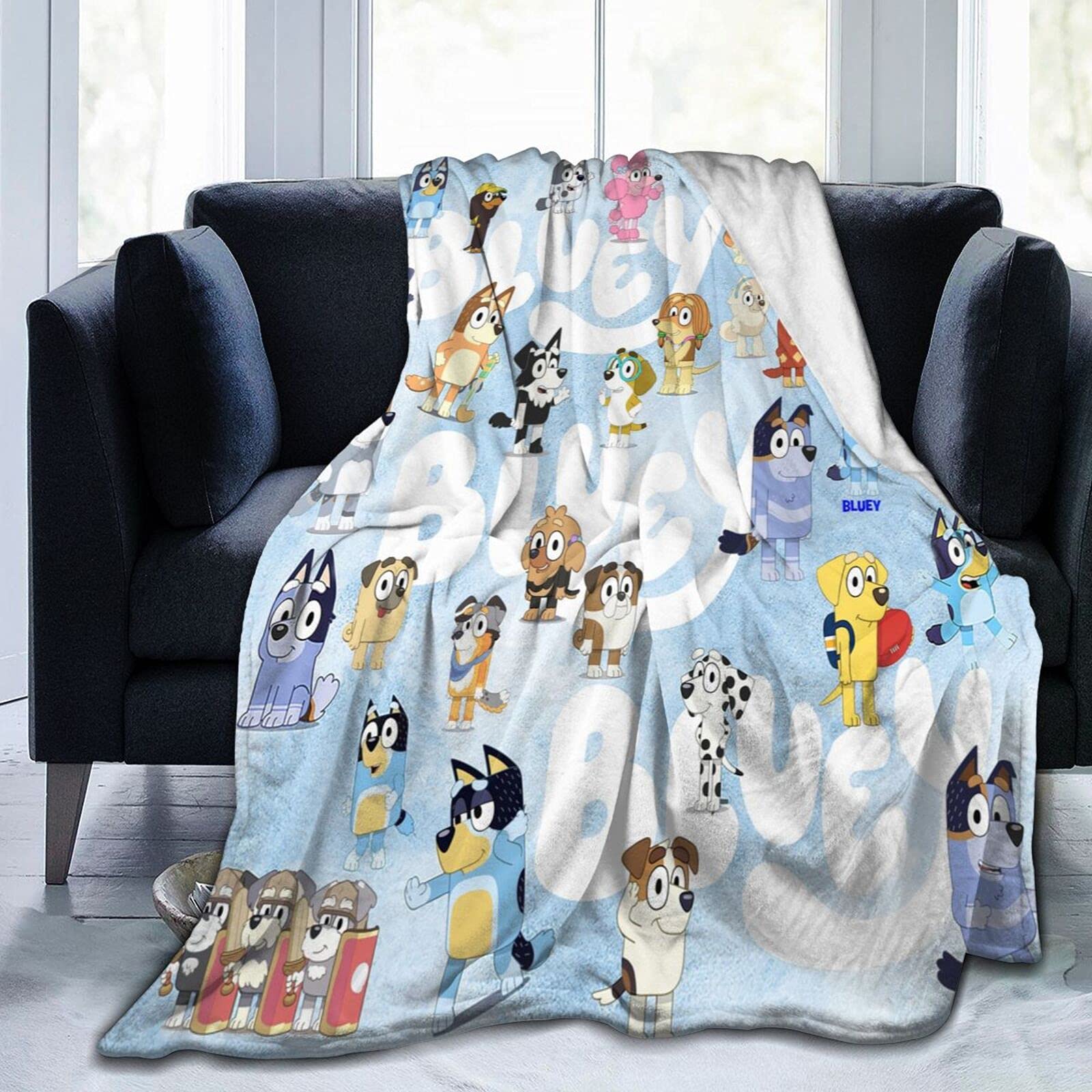 Flysoo Bluey'S Blanket Soft Cozy Throw Blankets Flannel Blankets for Couch Bed Living Room 50 X 60 Inch