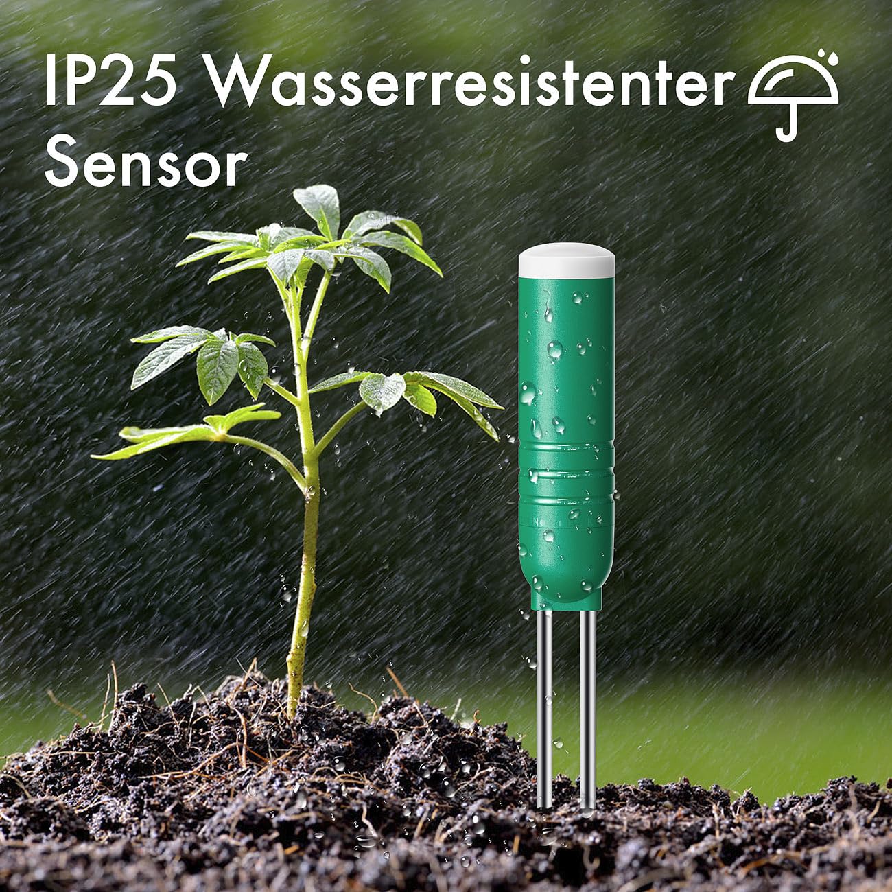 Royal Gardineer Bodenfeuchtigkeitsmesser: 4in1-Funk-Boden-Feuchtigkeitsmesser-Set mit 9 Sensoren, innen & außen (Feuchtigkeitsmesser mit Alarm, Kabelloser, Topf)