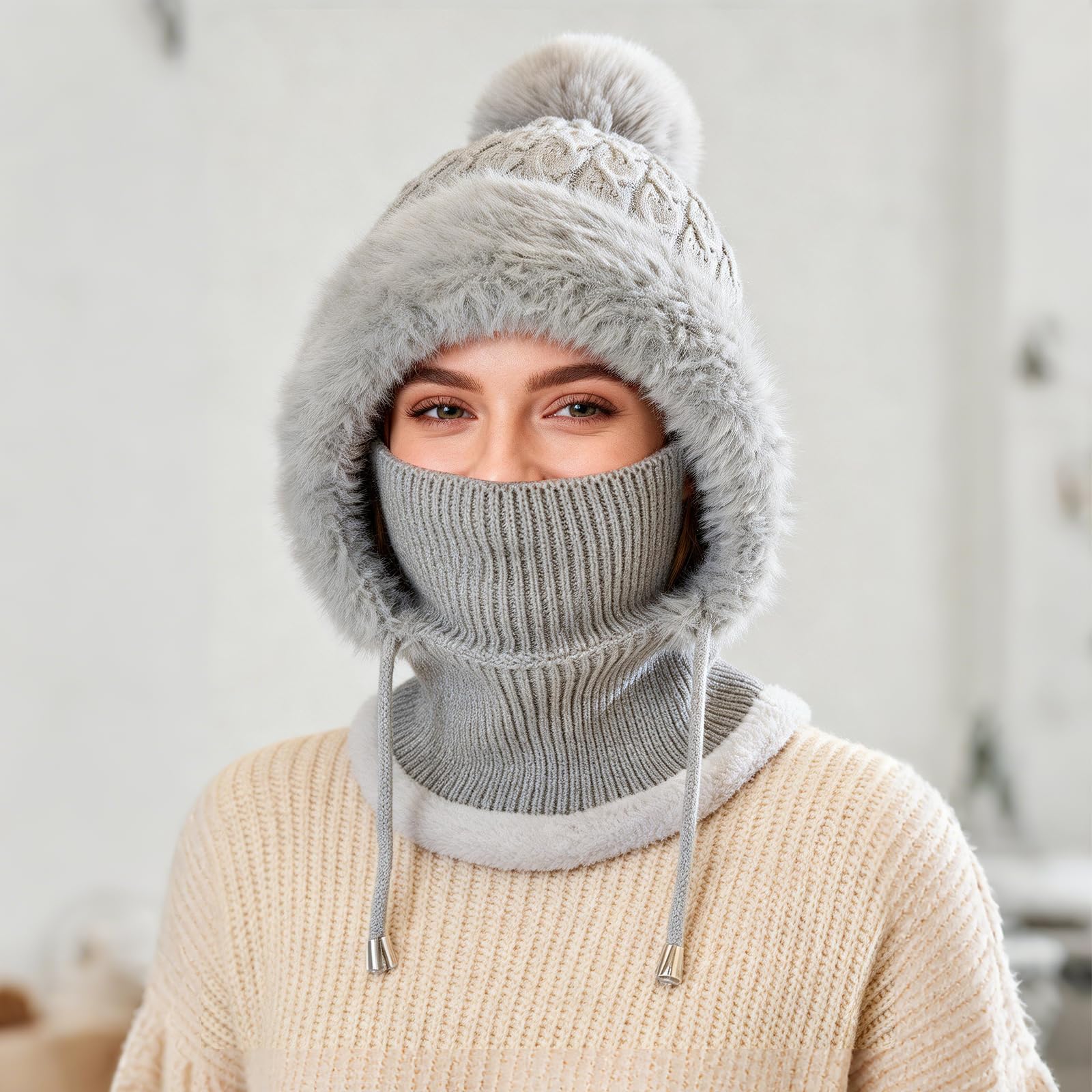 TAGVO Pasamontañas Termico para Mujer, Pasamontañas Polar Multifuncional Balaclava Invierno Capucha Polar Máscara de Esquí para Clima Frío Montaña Camping Senderismo