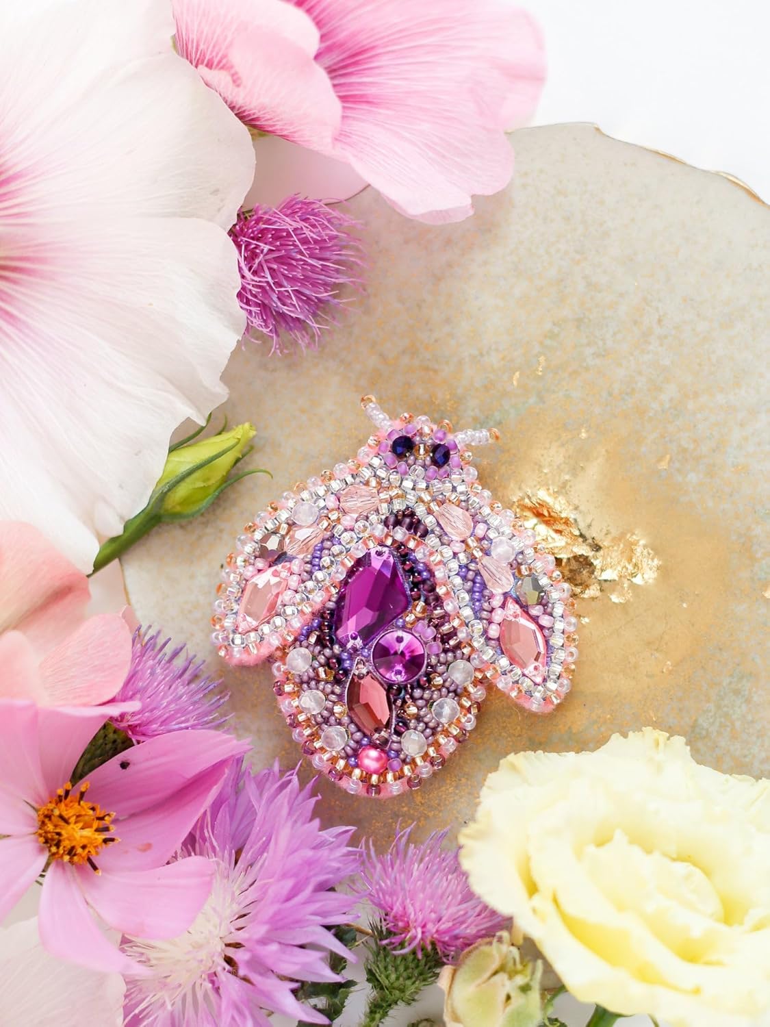 Wizardi Bead Embroidery Decoration - Ametrine Wings. Colorful Beads, Beading Needles. DIY Kit. Embroidery for Beginners. Home Decor. AD-085 Abris Art