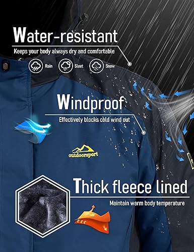 Miniatura 9 de MAGCOMSEN Abrigos de invierno para hombre chaqueta de esquí para nieve abrigo de forro polar cálido con múltiples bolsillos