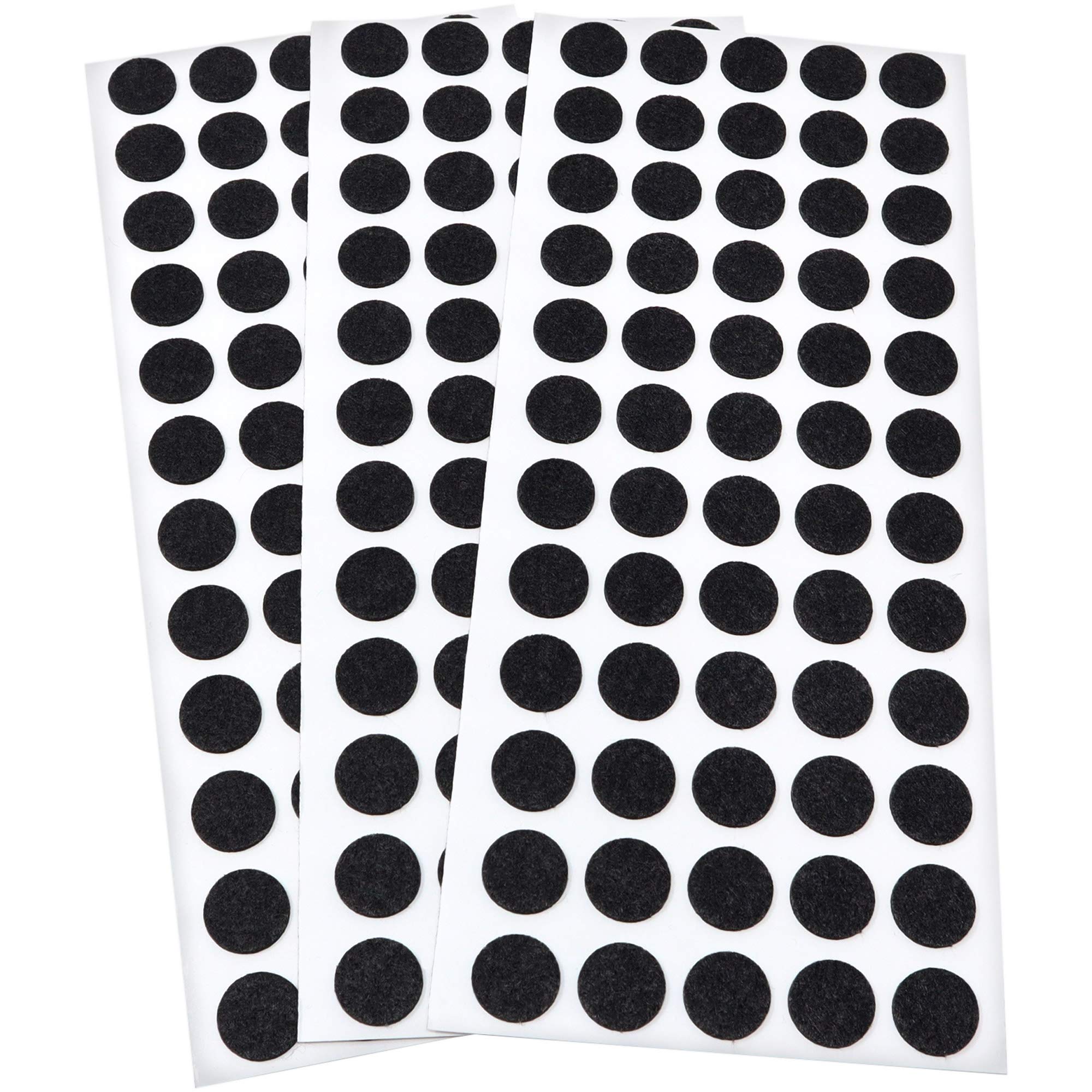 Adsamm/ 180 x self-Stick Felt Pads/Ø 0.55'' (Ø 14 mm) / Black/Round/self-Adhesive Furniture Glides with Felt Thickness of 0.059'' / 1.5 mm