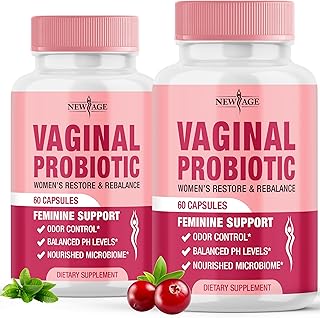 NEW AGE Probióticos vaginales para mujeres con prebióticos, extracto de arándano y una mezcla de probióticos Lactobacillus, apoya el equilibrio saludable del pH, control de olores, flora vaginal - 120