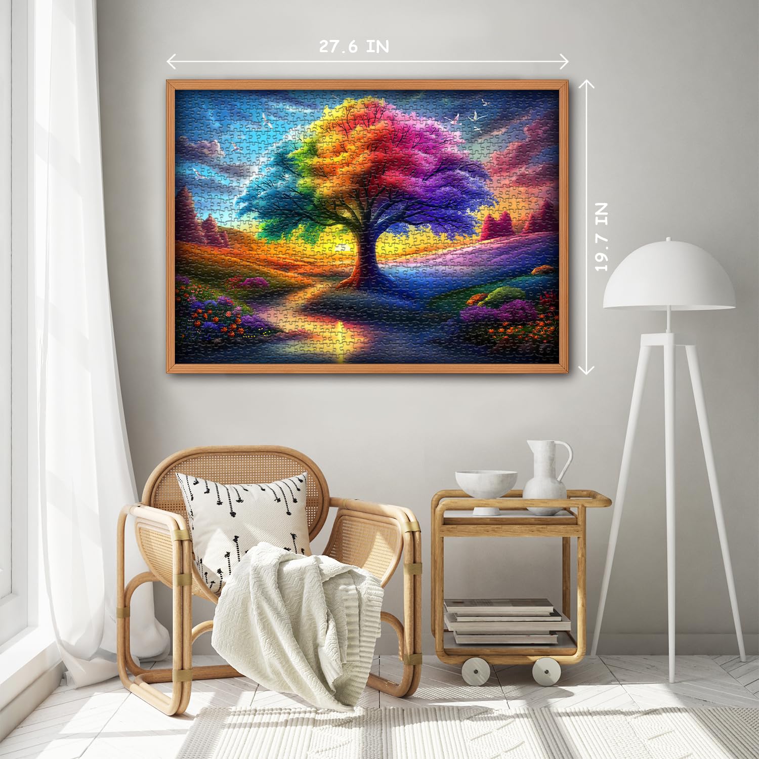 Rainbow Tree of Life Puzzles for Adults 1000 Pieces, Colorful Landscape Gradient Jigsaw Puzzle, Tree Nature Puzzle Scenery - Image 4